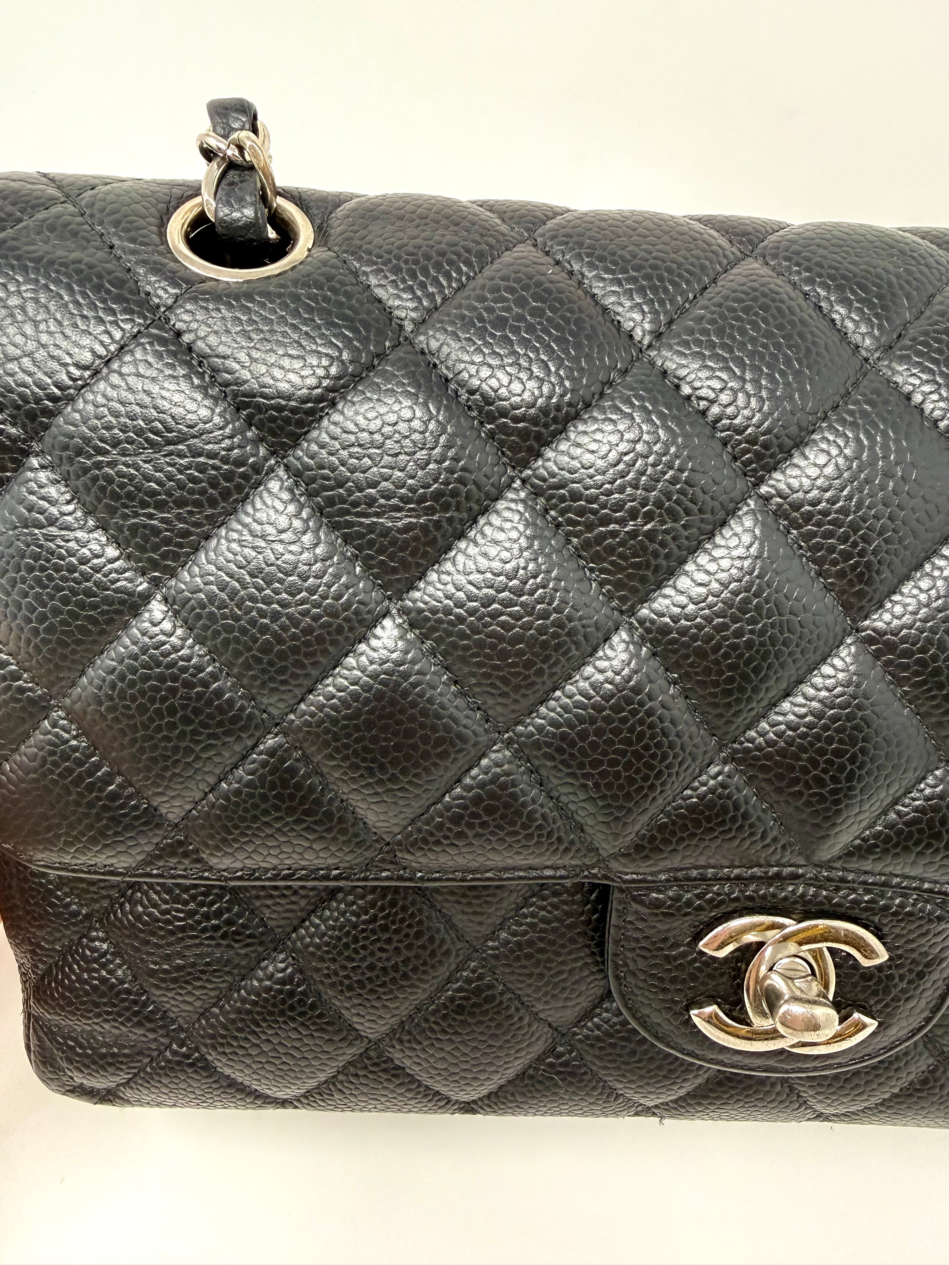 Chanel Medium Classic Double Flap – Black Caviar Leather, Silver Hardware