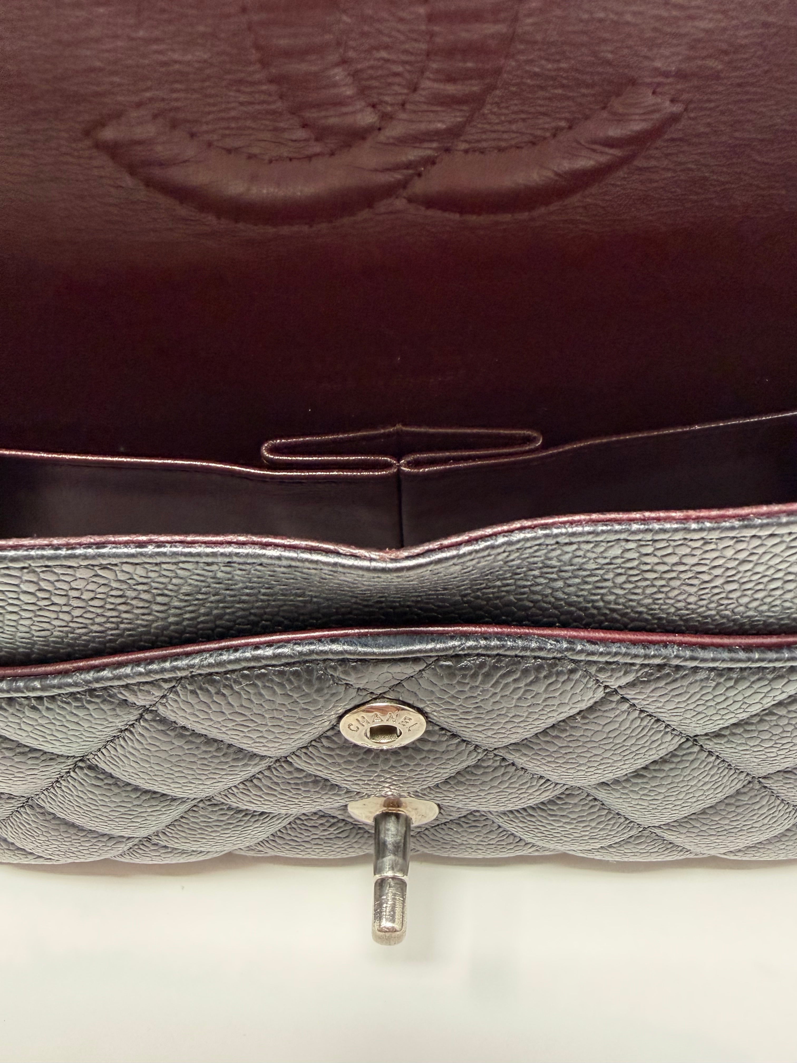 Chanel Medium Classic Double Flap – Black Caviar Leather, Silver Hardware