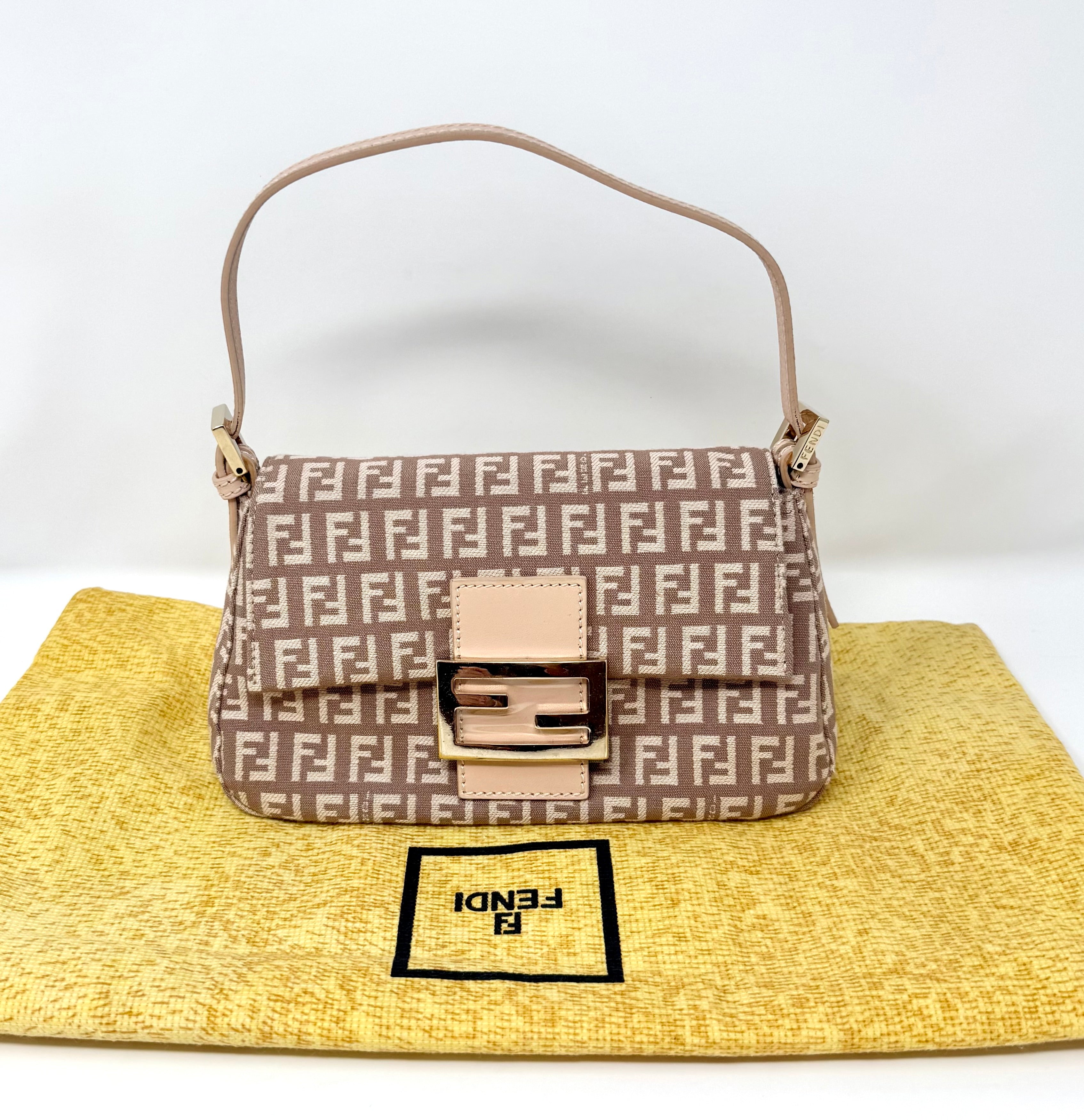 Fendi Mini Mama Baguette, Zucchino FF Canvas, Cipria Pink - Vintage