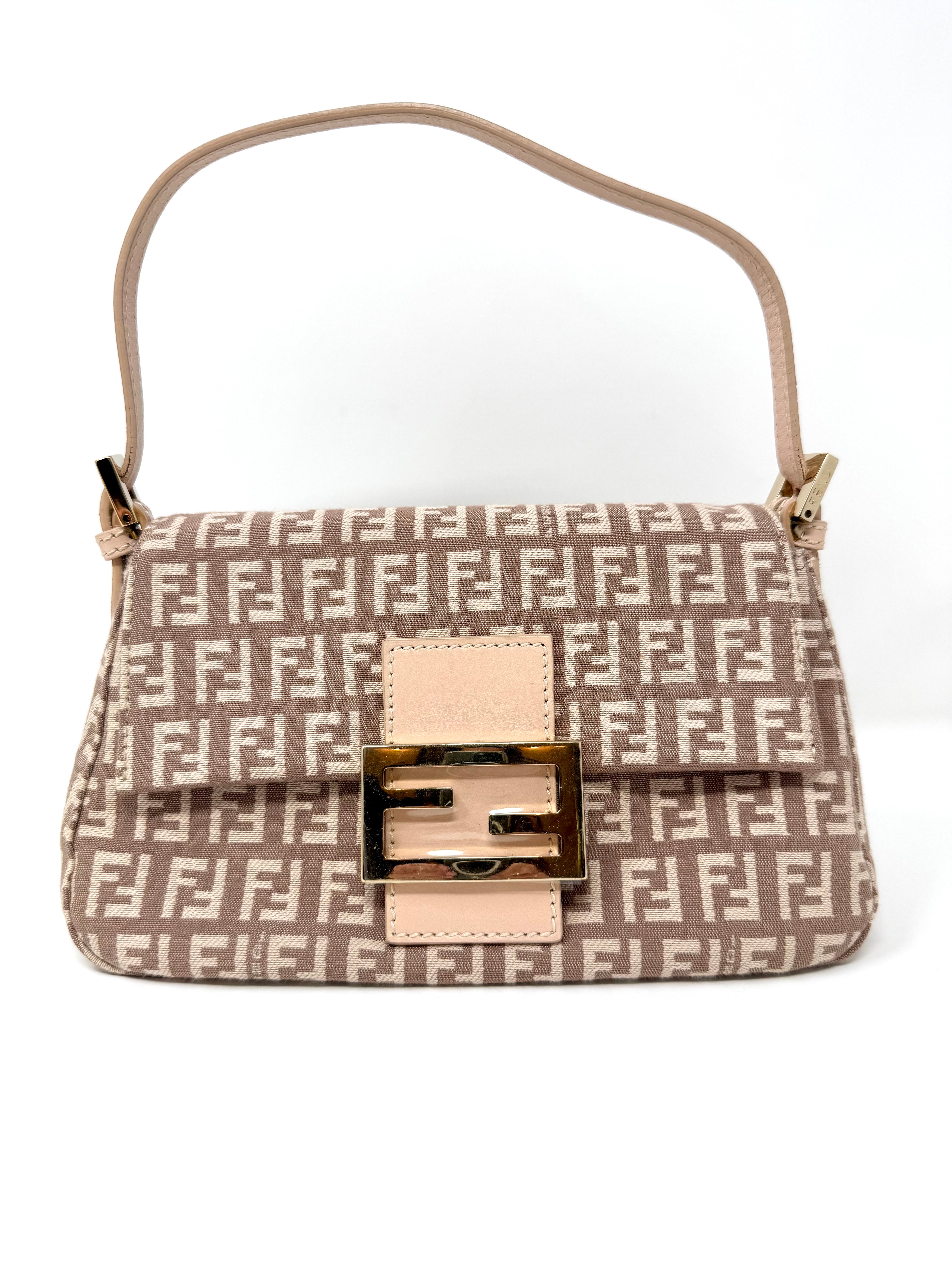 Fendi Mini Mama Baguette, Zucchino FF Canvas, Cipria Pink - Vintage