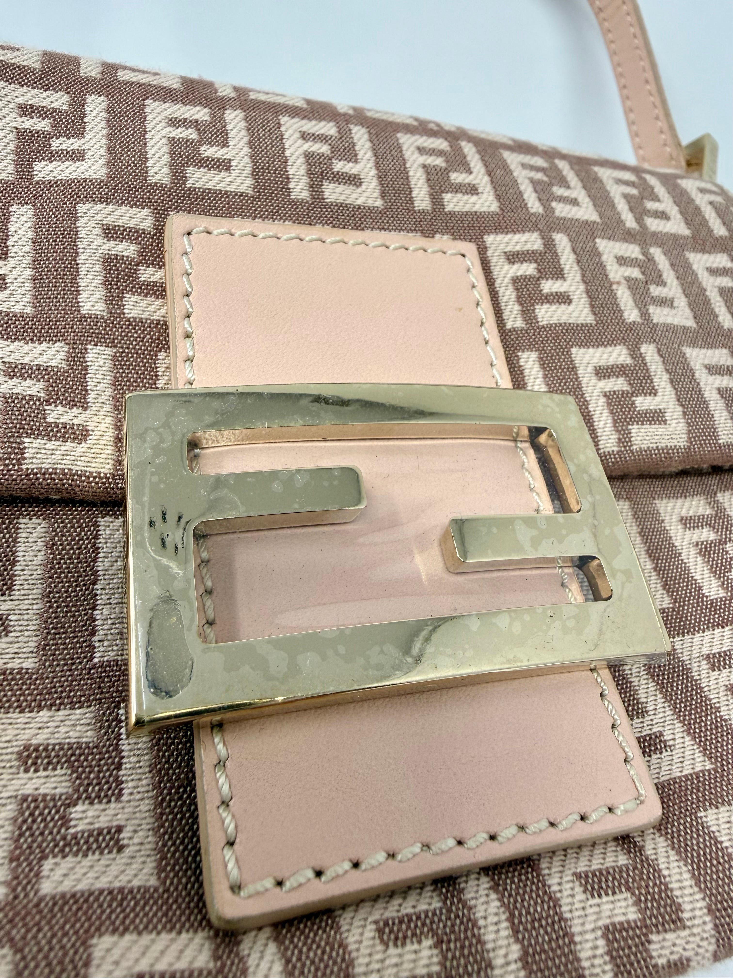 Fendi Mini Mama Baguette, Zucchino FF Canvas, Cipria Pink - Vintage