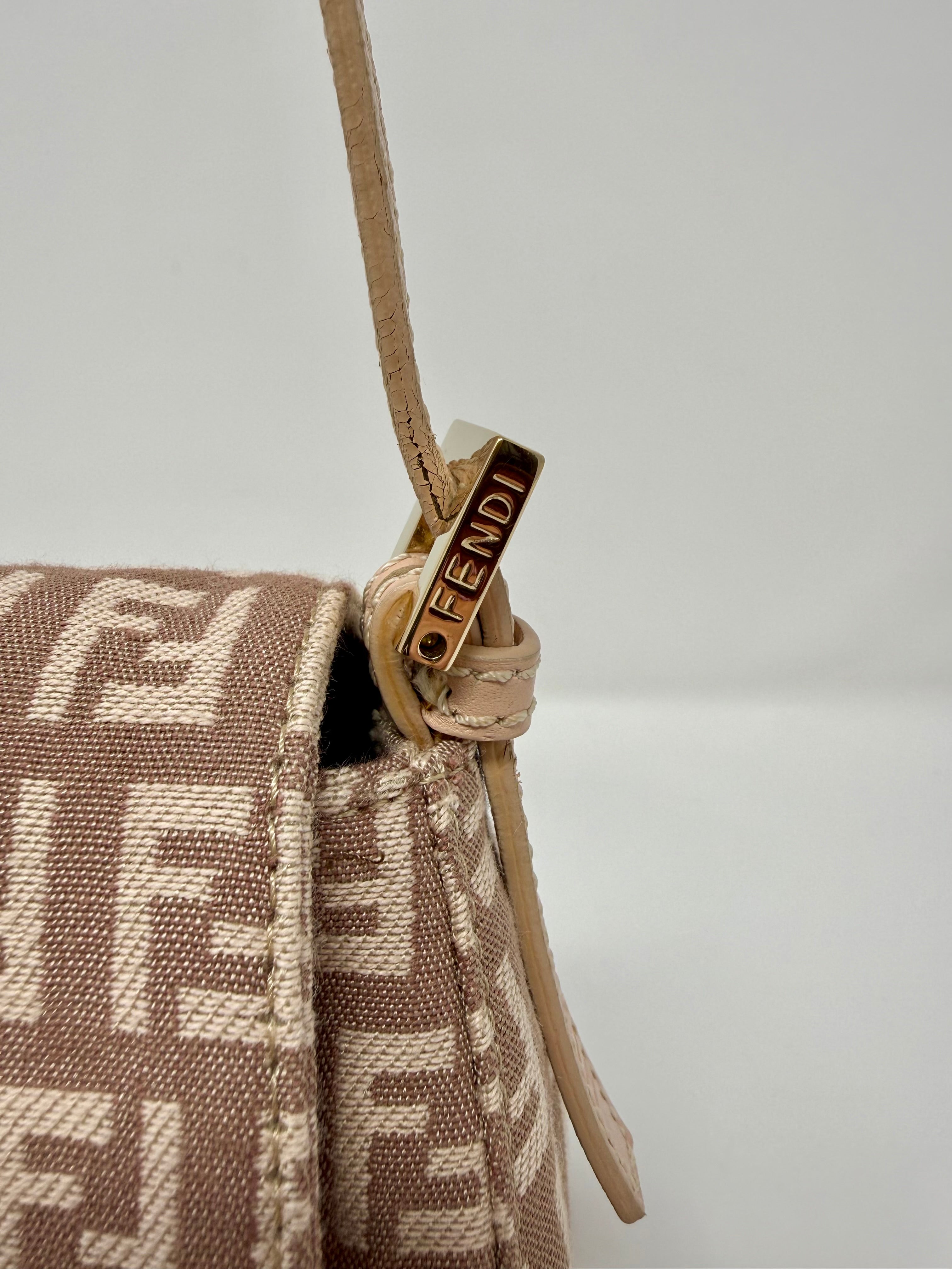 Fendi Mini Mama Baguette, Zucchino FF Canvas, Cipria Pink - Vintage