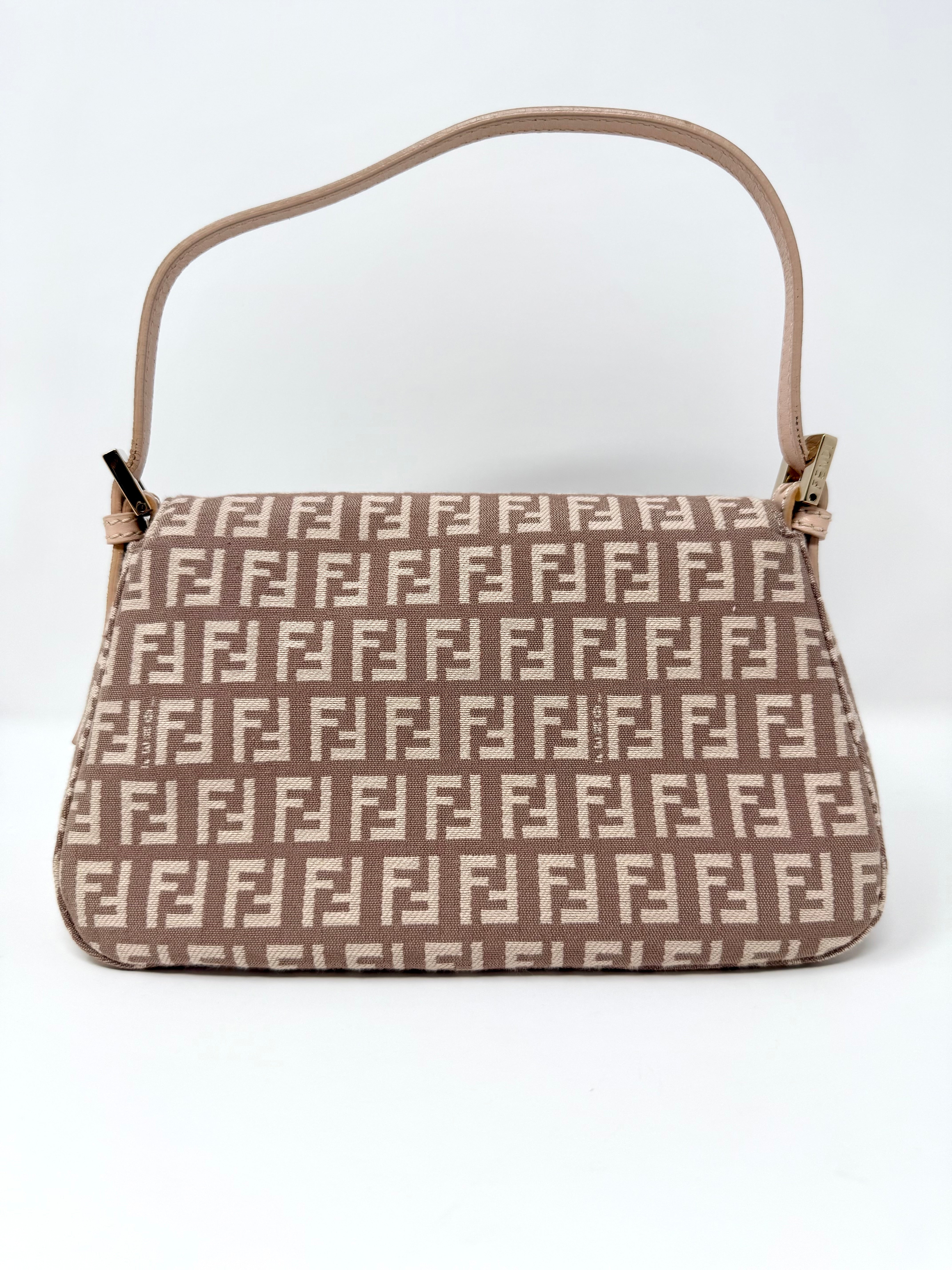 Fendi Mini Mama Baguette, Zucchino FF Canvas, Cipria Pink - Vintage