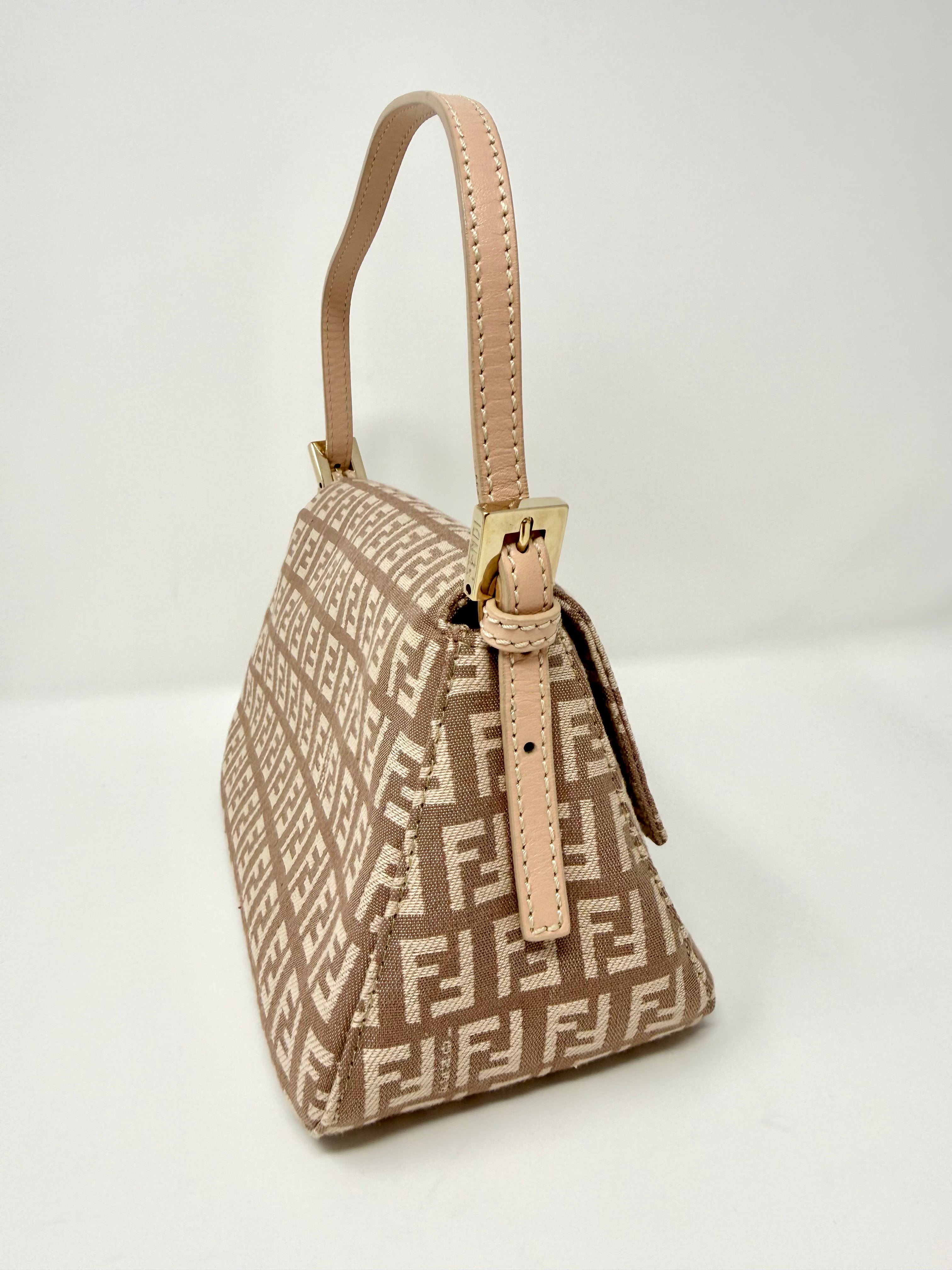 Fendi Mini Mama Baguette, Zucchino FF Canvas, Cipria Pink - Vintage