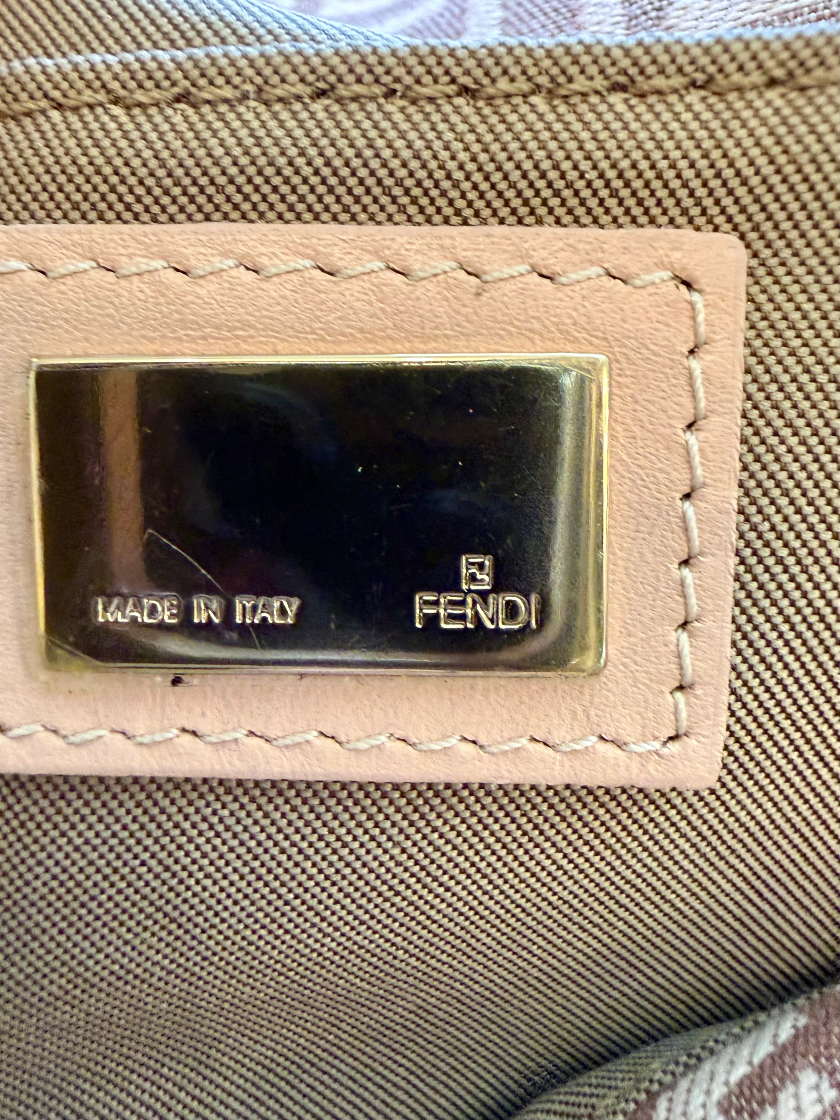 Fendi Mini Mama Baguette, Zucchino FF Canvas, Cipria Pink - Vintage