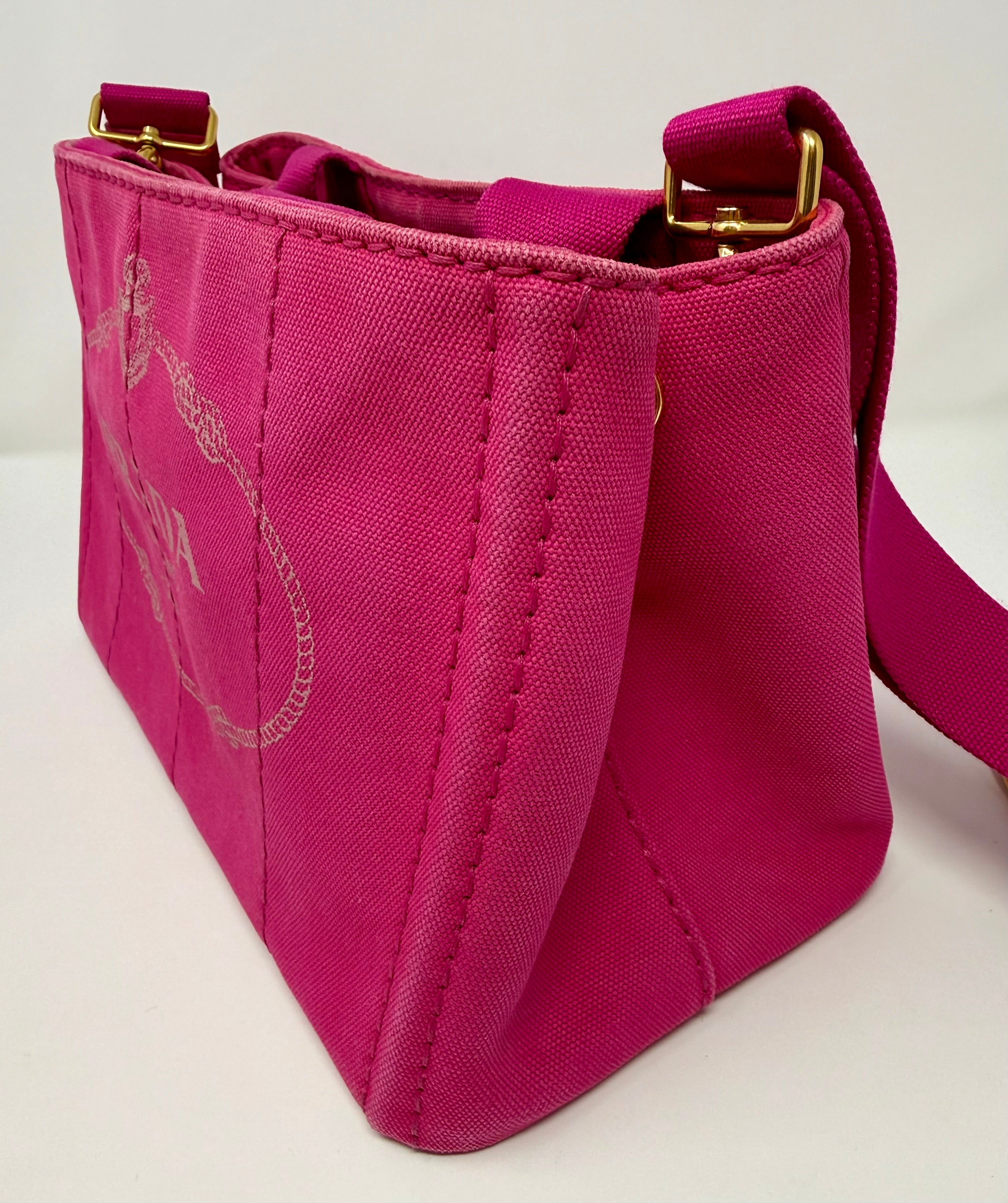 Prada Small Canapa Canvas Tote | Pink 2-Way Bag