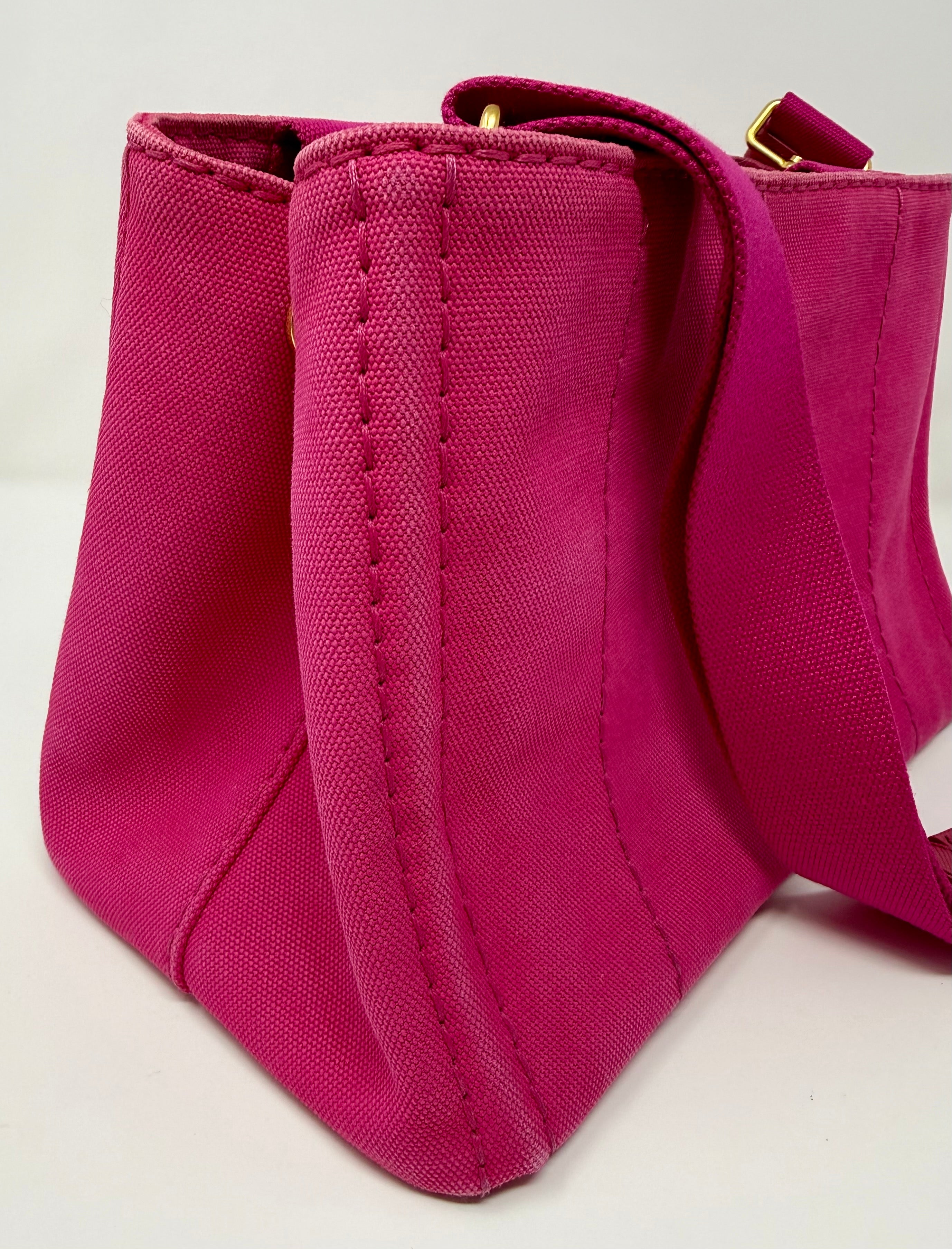 Prada Small Canapa Canvas Tote | Pink 2-Way Bag