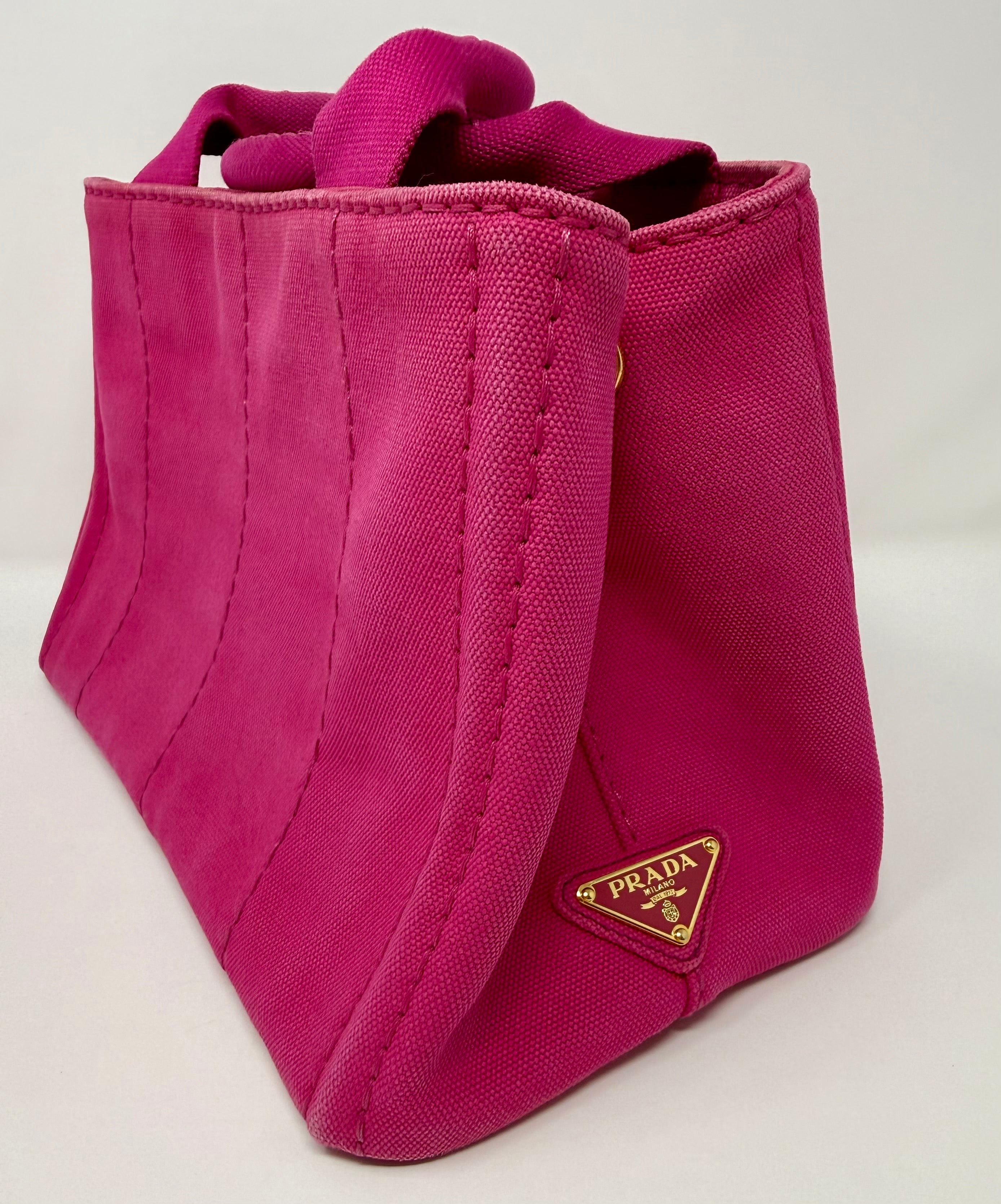 Prada Small Canapa Canvas Tote | Pink 2-Way Bag