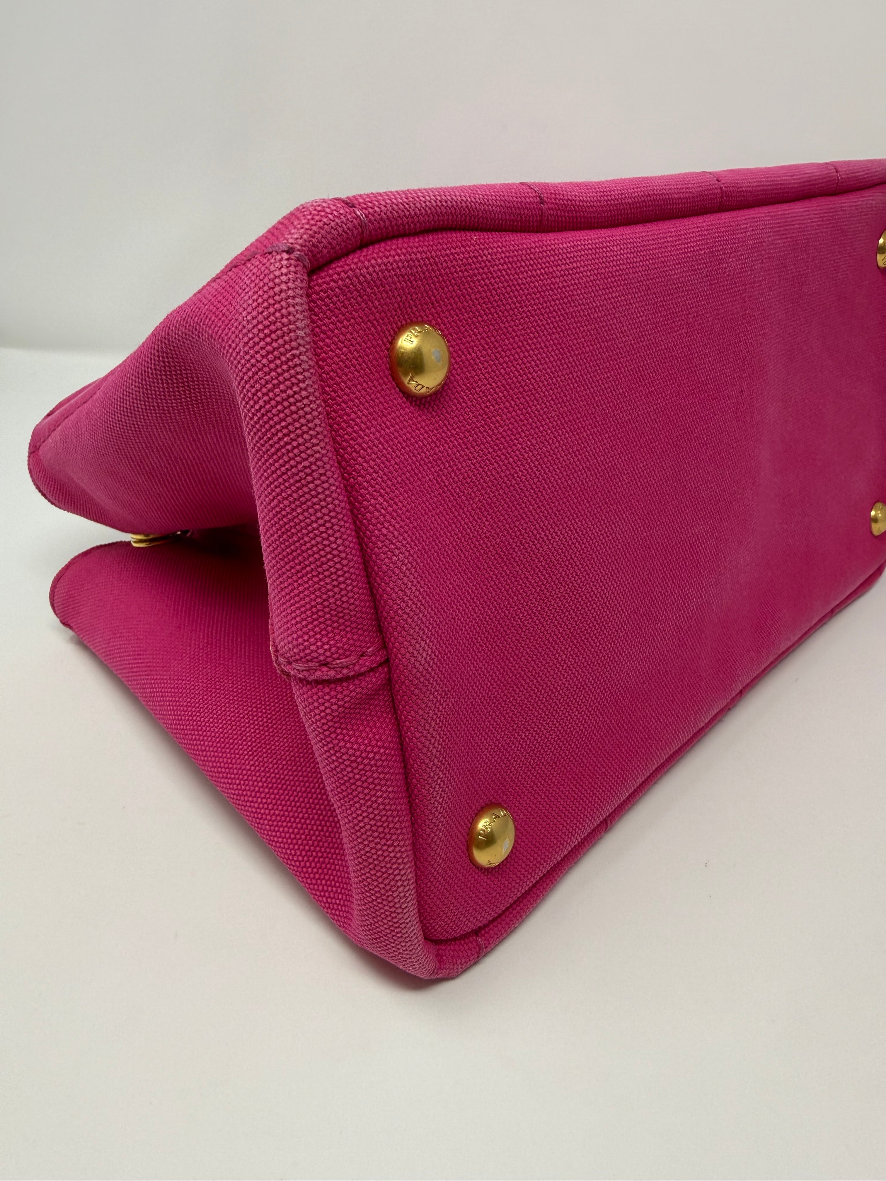 Prada Small Canapa Canvas Tote | Pink 2-Way Bag