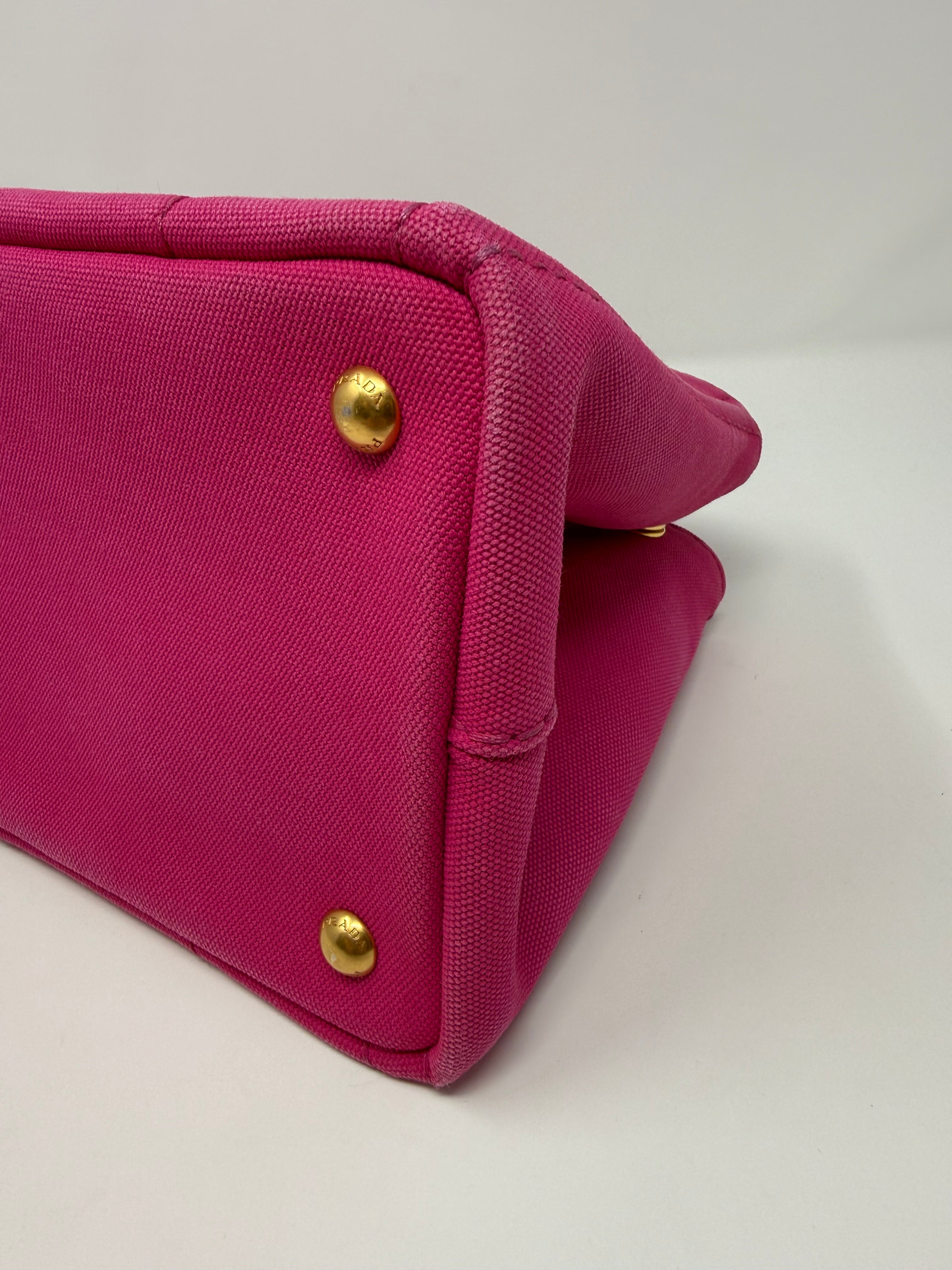 Prada Small Canapa Canvas Tote | Pink 2-Way Bag