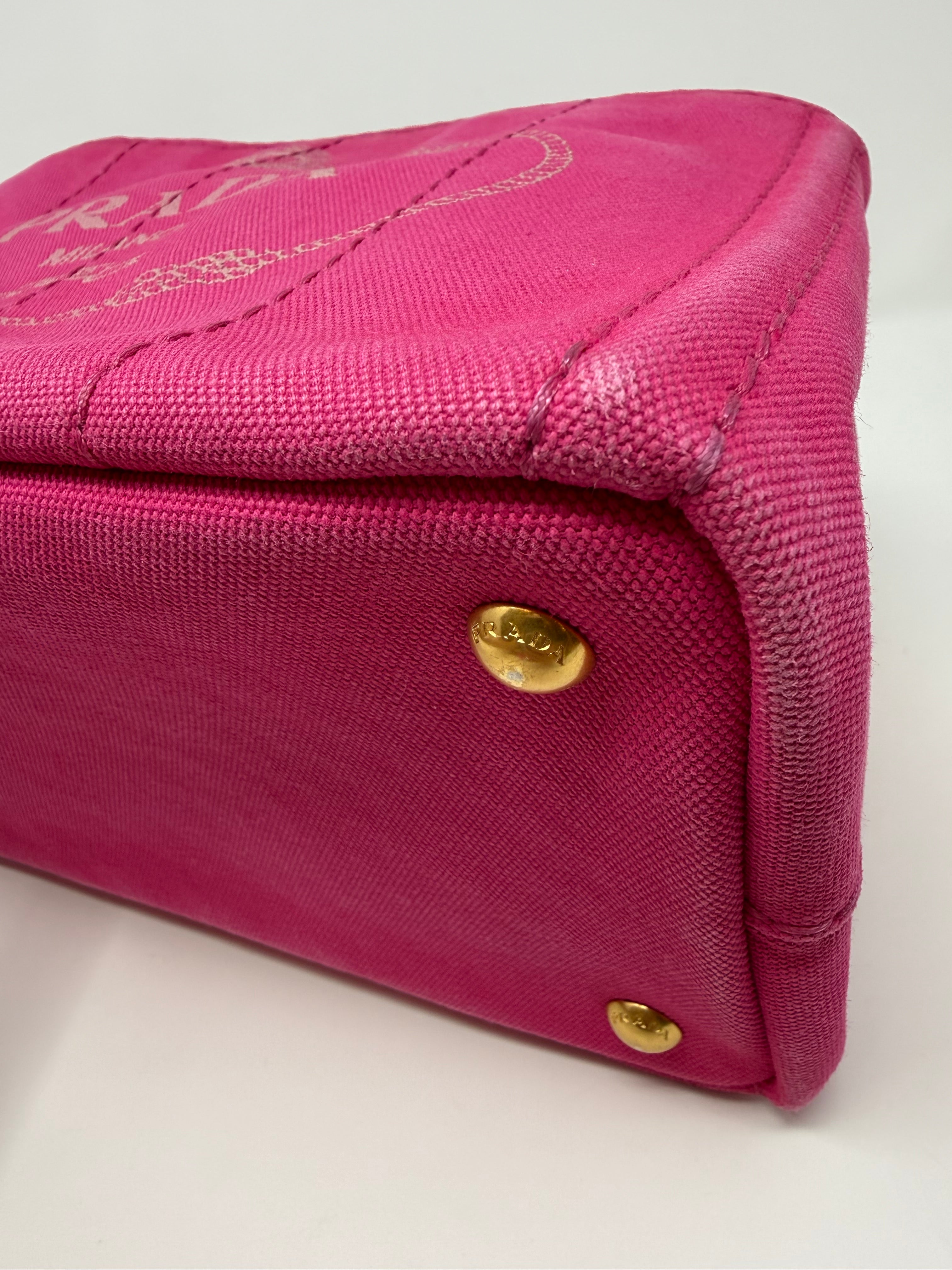 Prada Small Canapa Canvas Tote | Pink 2-Way Bag