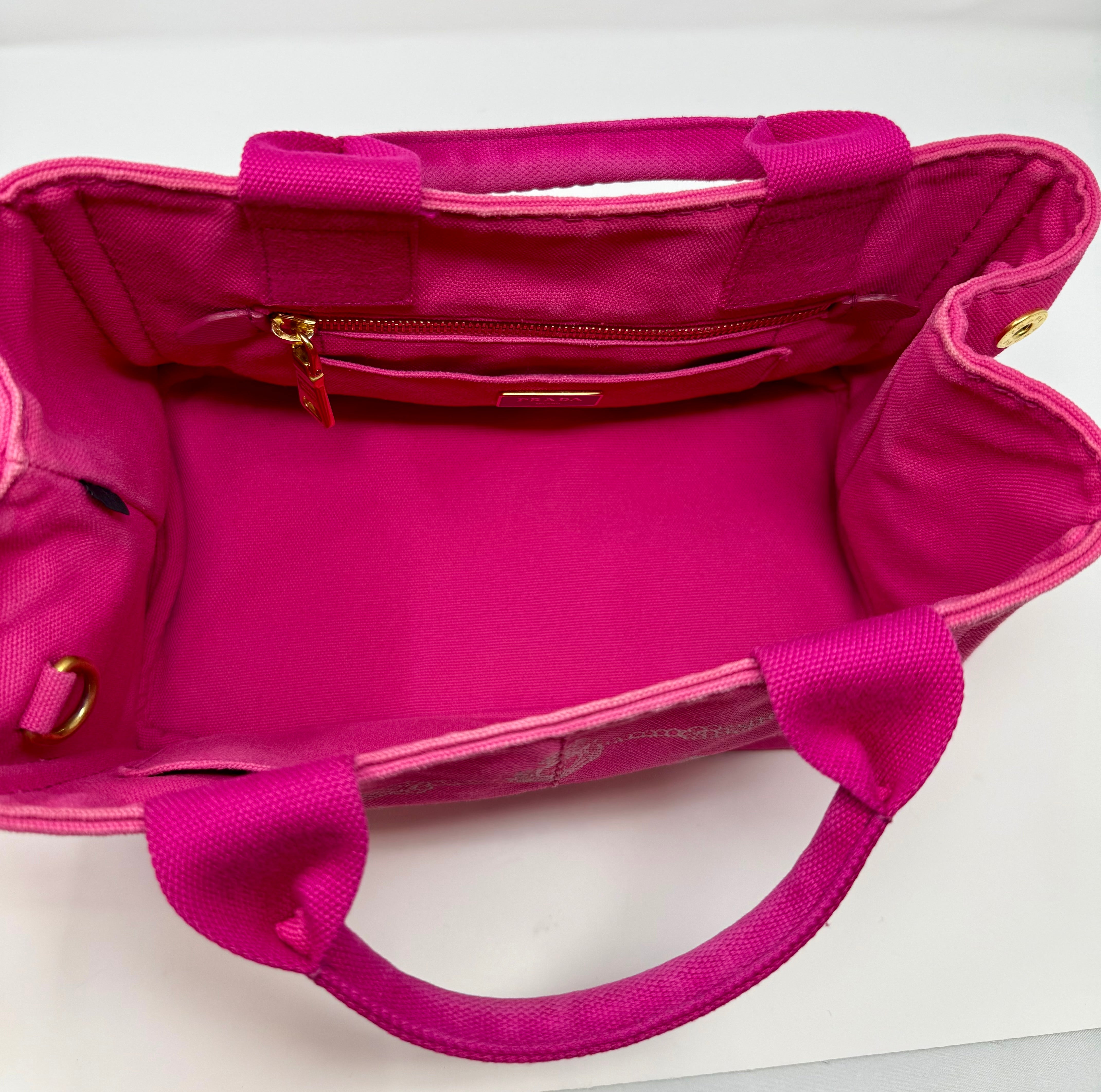 Prada Small Canapa Canvas Tote | Pink 2-Way Bag