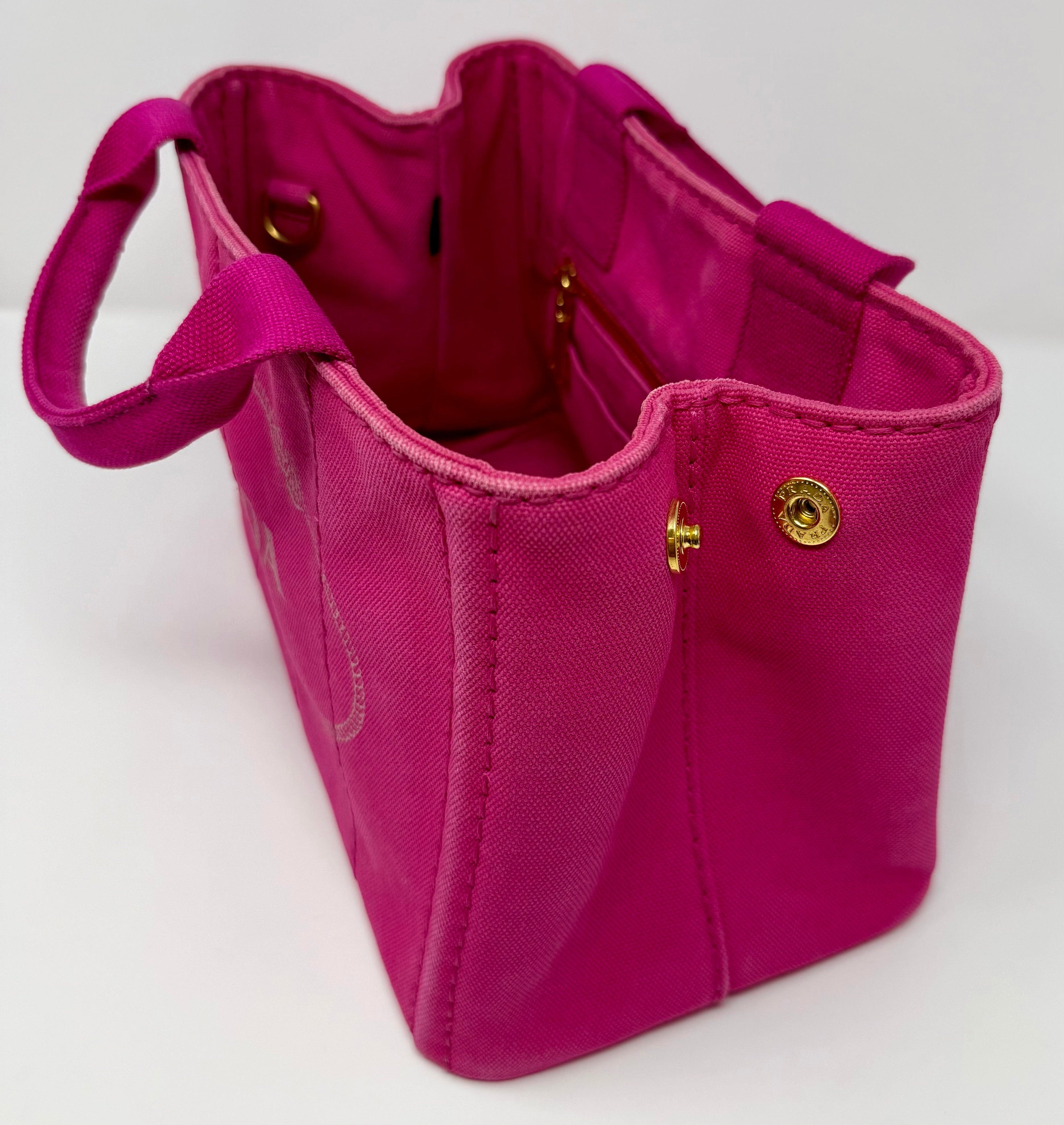 Prada Small Canapa Canvas Tote | Pink 2-Way Bag