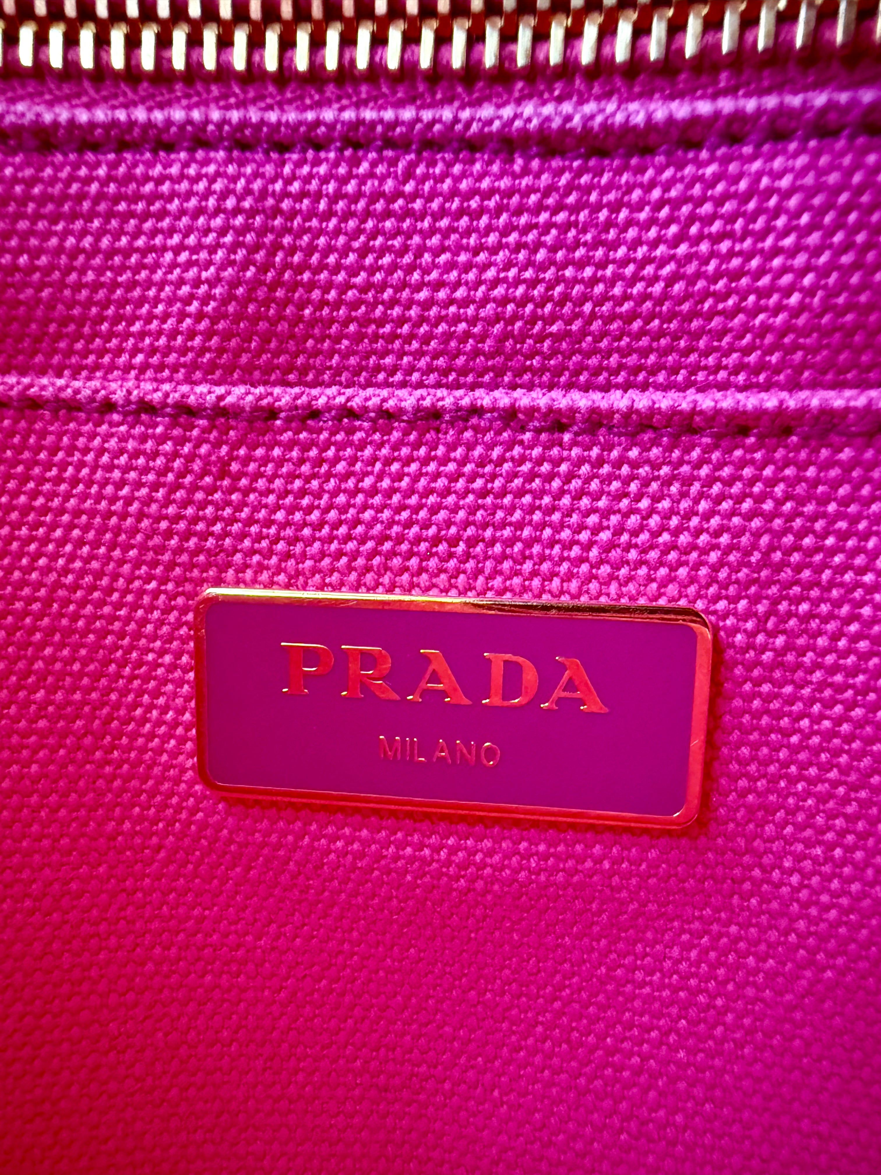 Prada Small Canapa Canvas Tote | Pink 2-Way Bag