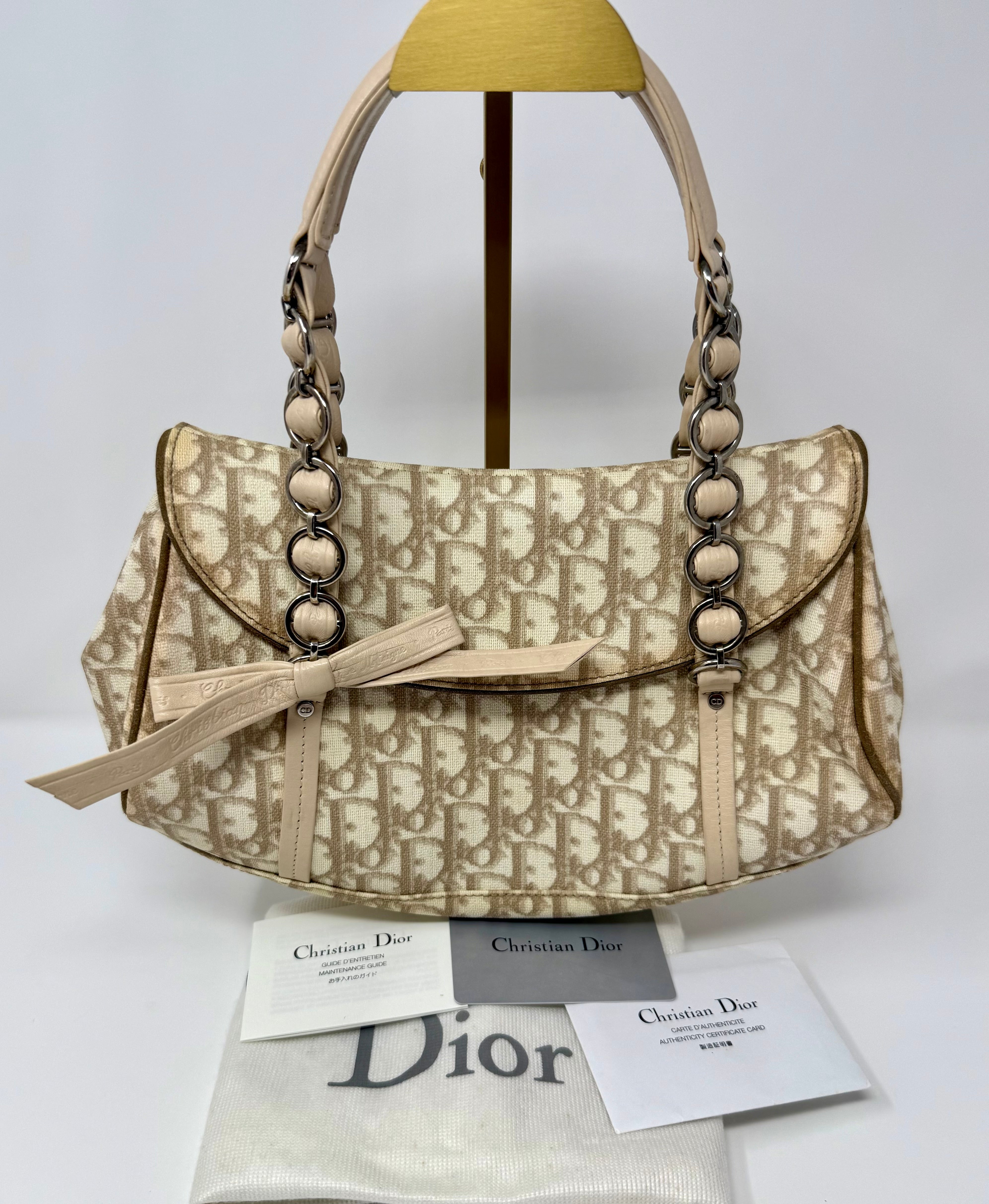 Christian Dior Romantique Trotter Small Shoulder Bag| Beige Canvas| Vintage 2003