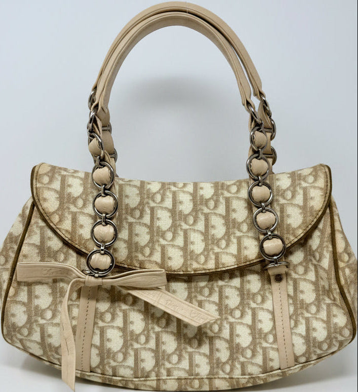 Christian Dior Romantique Trotter Small Shoulder Bag| Beige Canvas| Vintage 2003
