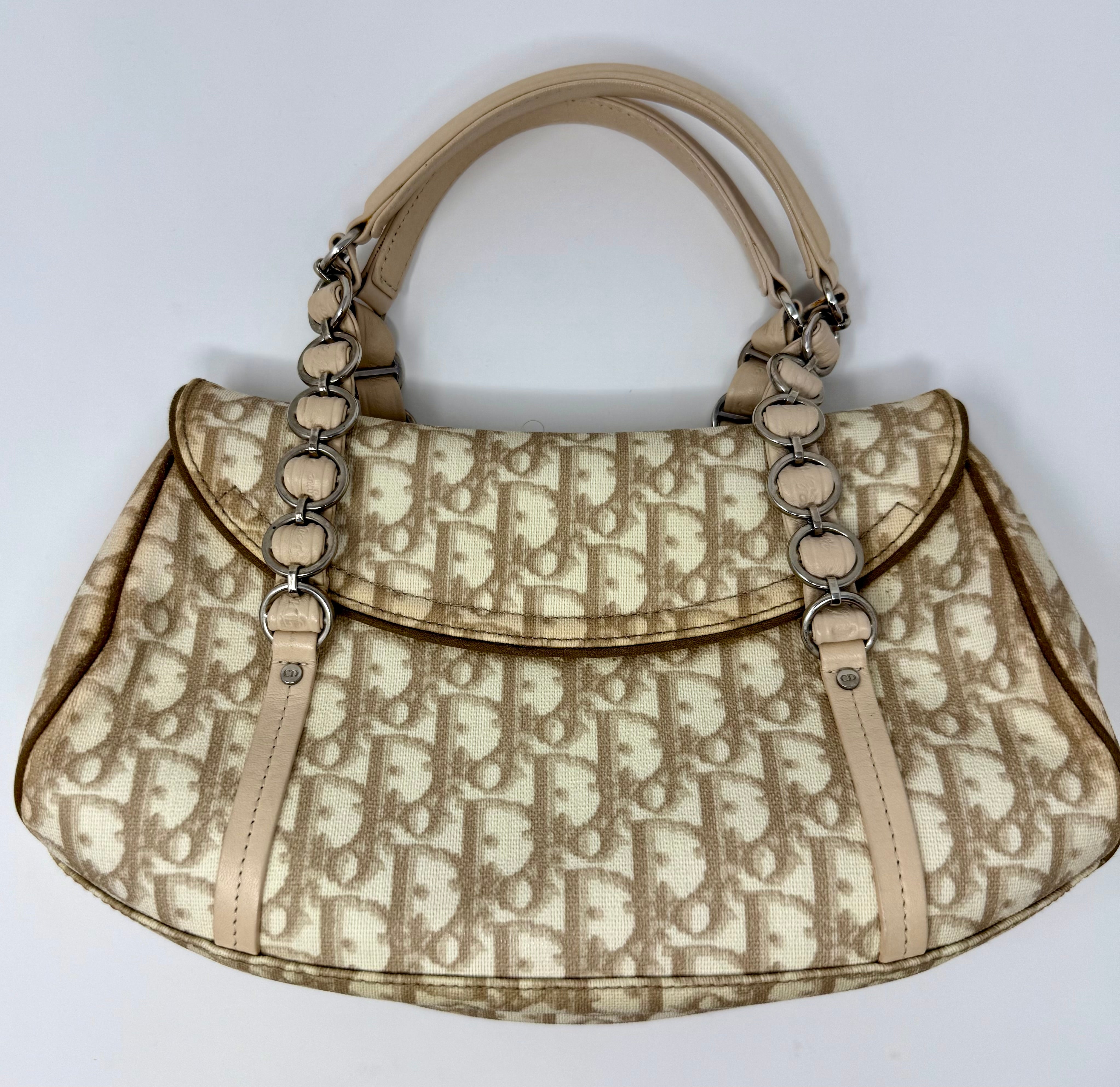 Christian Dior Romantique Trotter Small Shoulder Bag| Beige Canvas| Vintage 2003