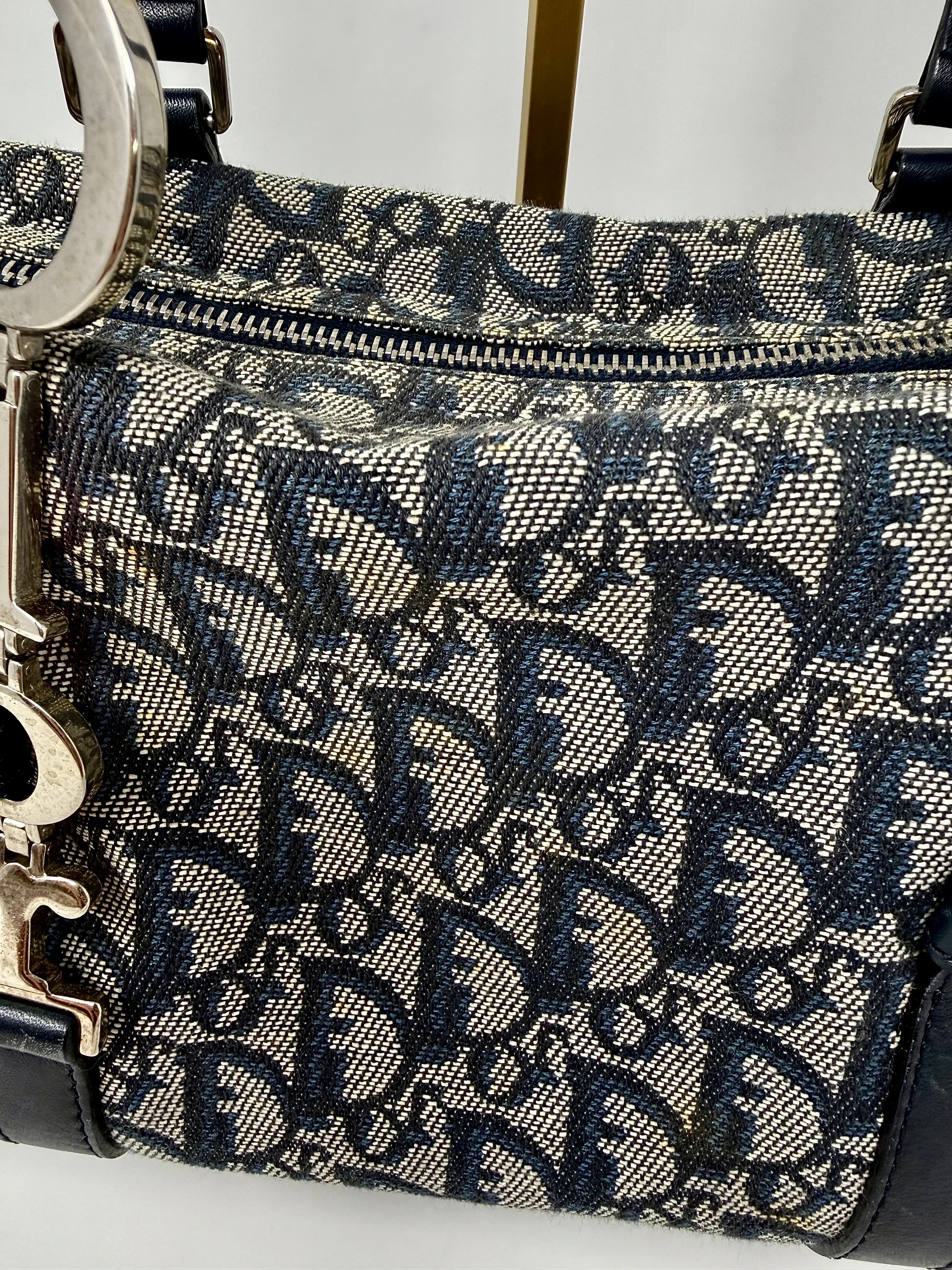 Christian Dior Diorissimo Charms Shoulder Boston Bag| Blue Trotter Canvas| Vintage 2004