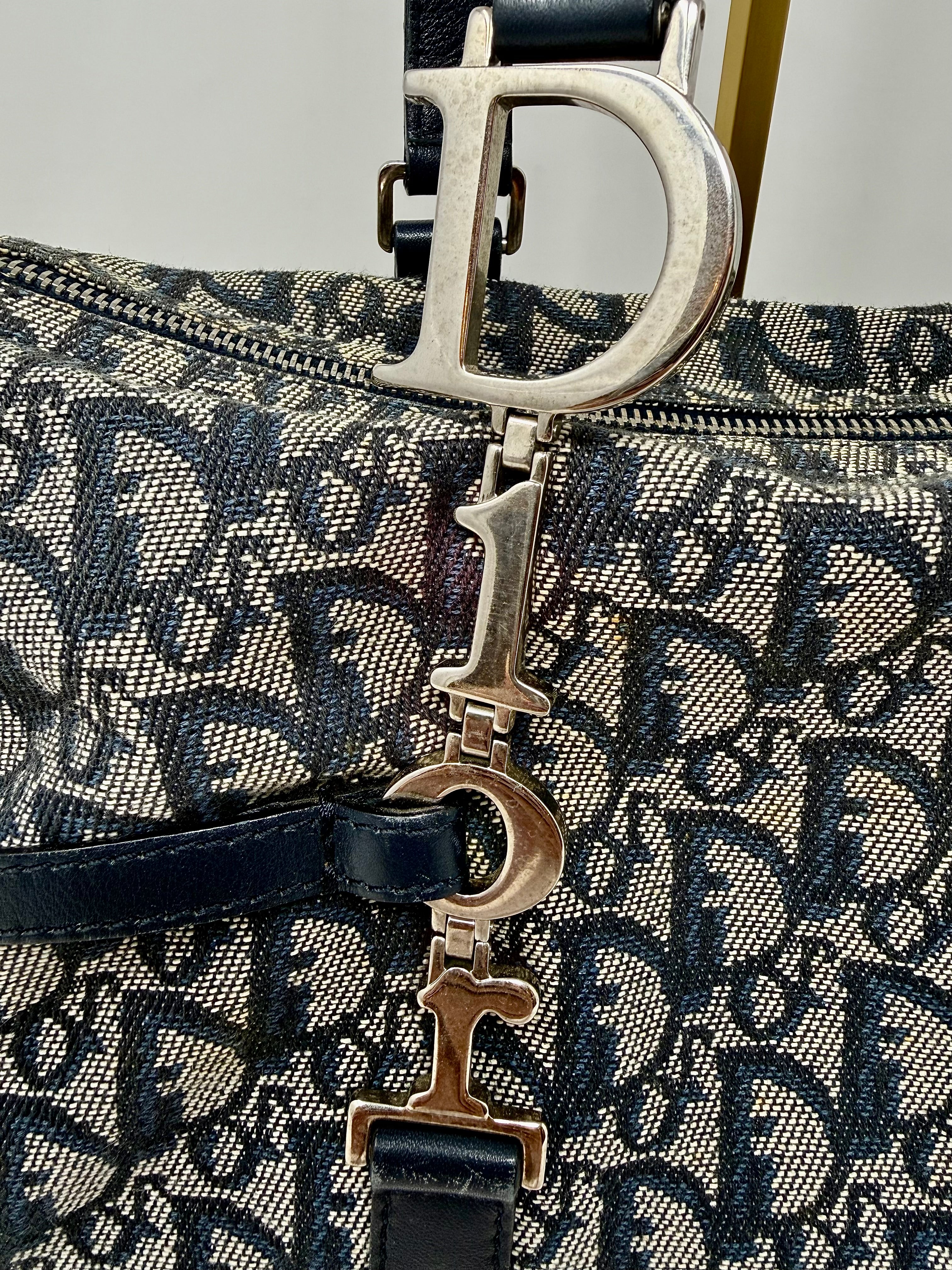Christian Dior Diorissimo Charms Shoulder Boston Bag| Blue Trotter Canvas| Vintage 2004