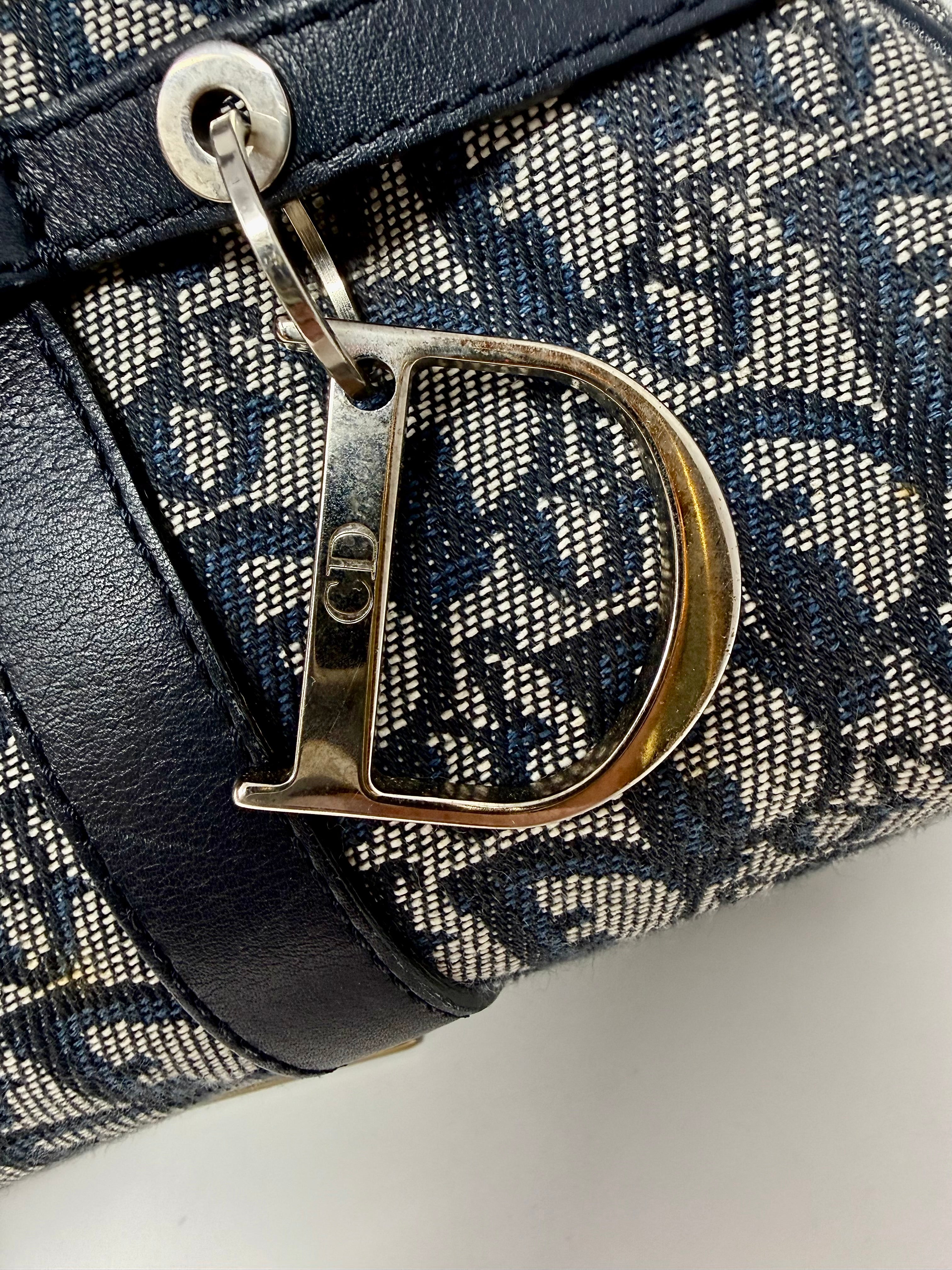 Christian Dior Diorissimo Charms Shoulder Boston Bag| Blue Trotter Canvas| Vintage 2004