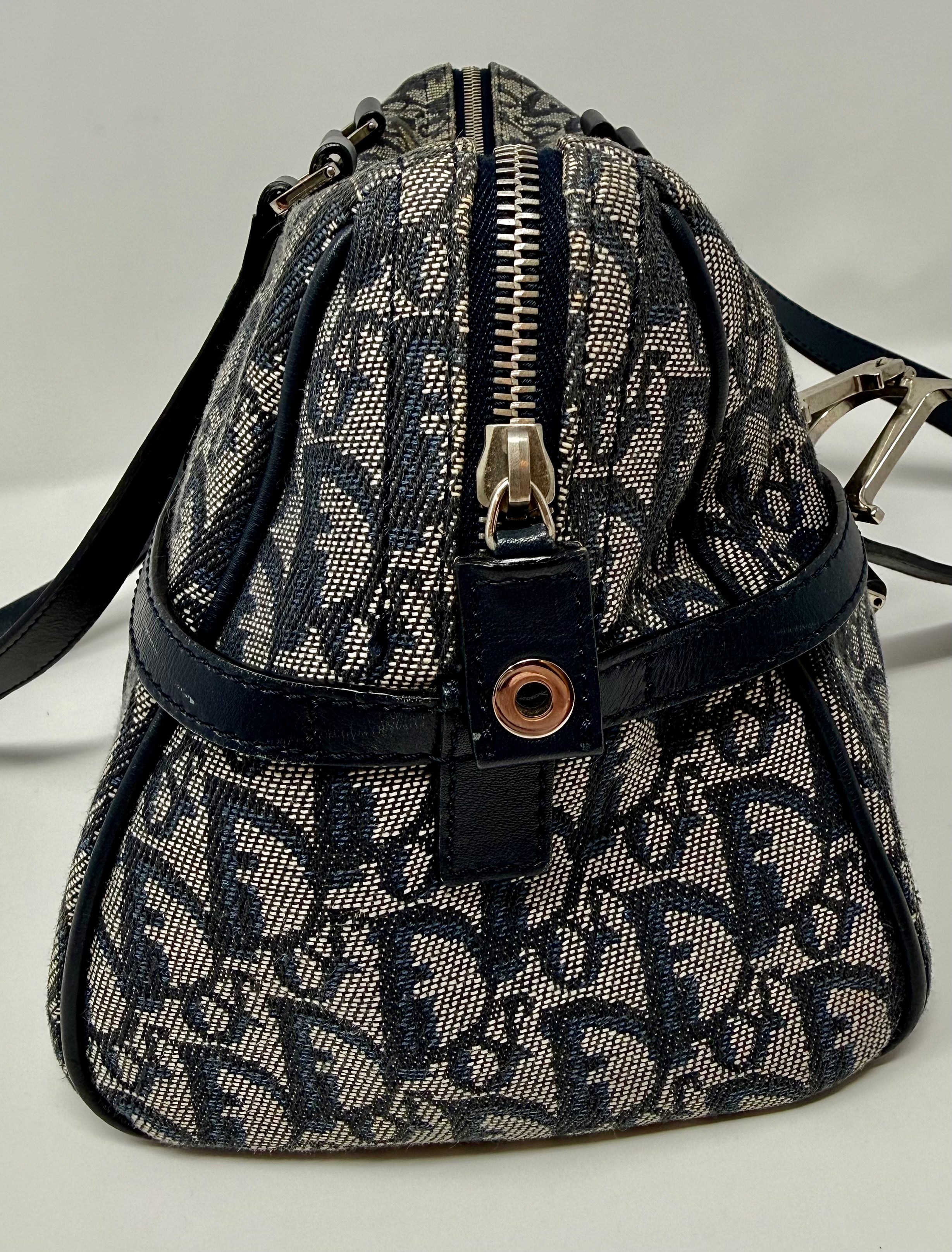 Christian Dior Diorissimo Charms Shoulder Boston Bag| Blue Trotter Canvas| Vintage 2004