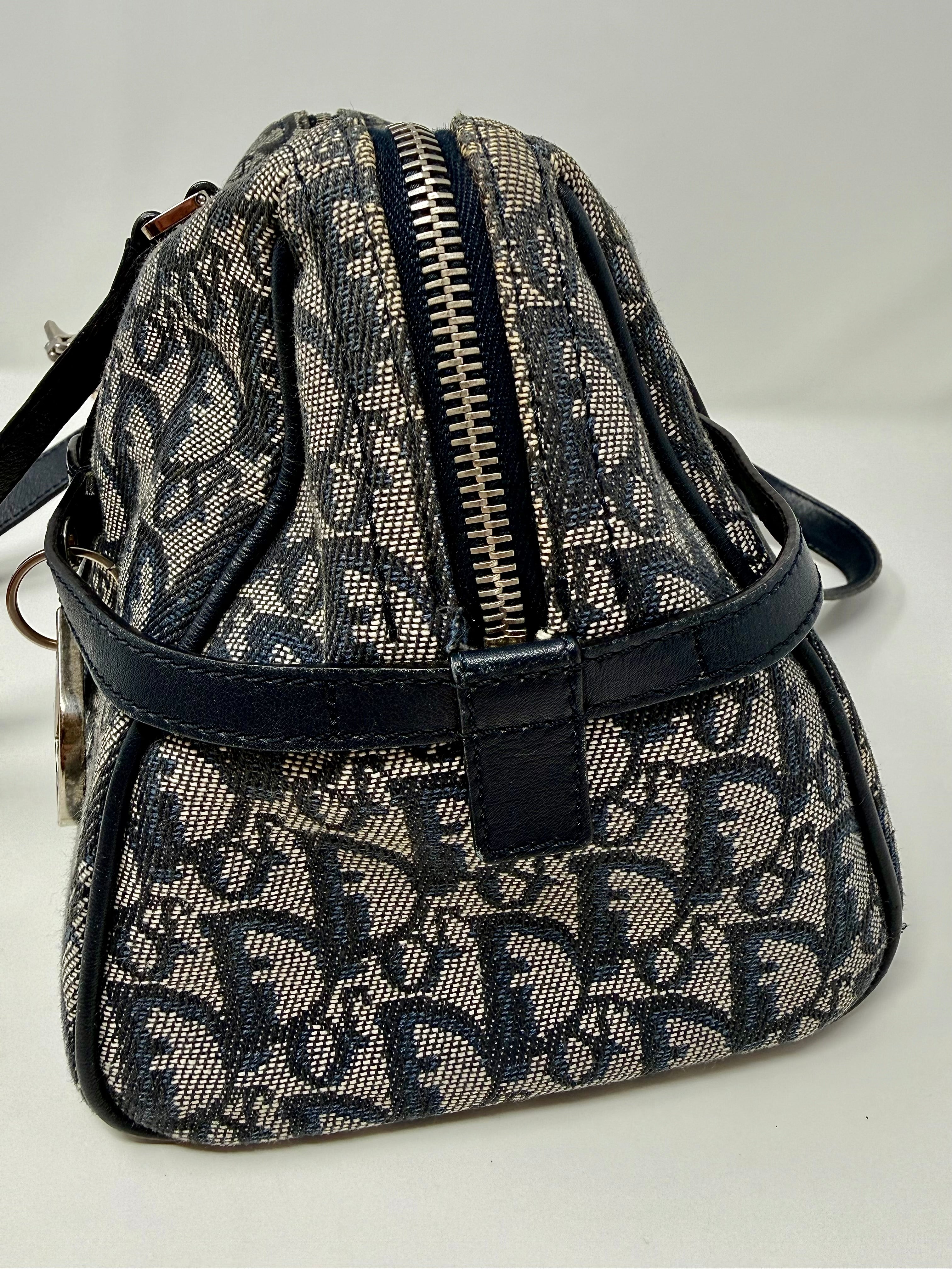 Christian Dior Diorissimo Charms Shoulder Boston Bag| Blue Trotter Canvas| Vintage 2004