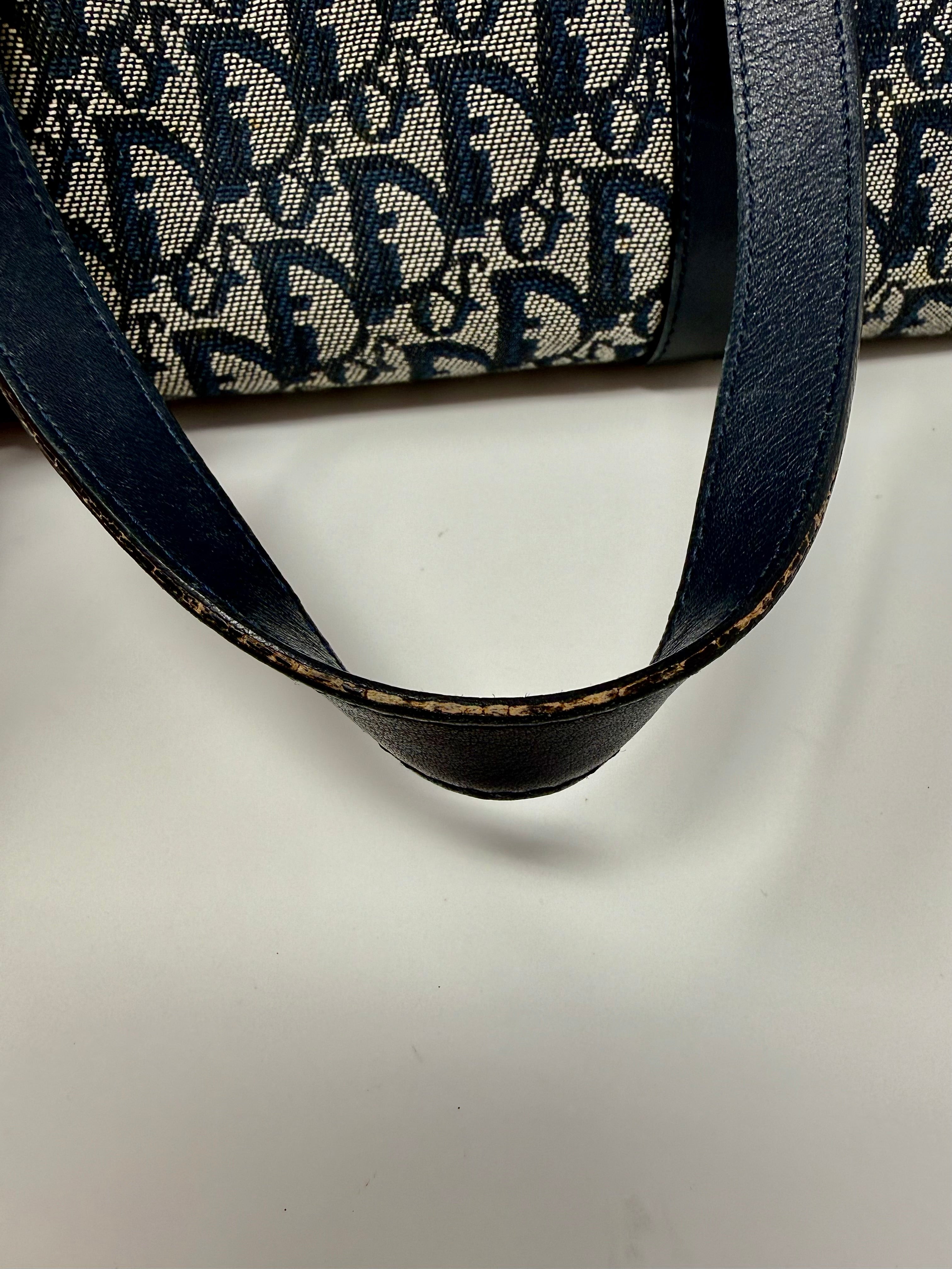 Christian Dior Diorissimo Charms Shoulder Boston Bag| Blue Trotter Canvas| Vintage 2004
