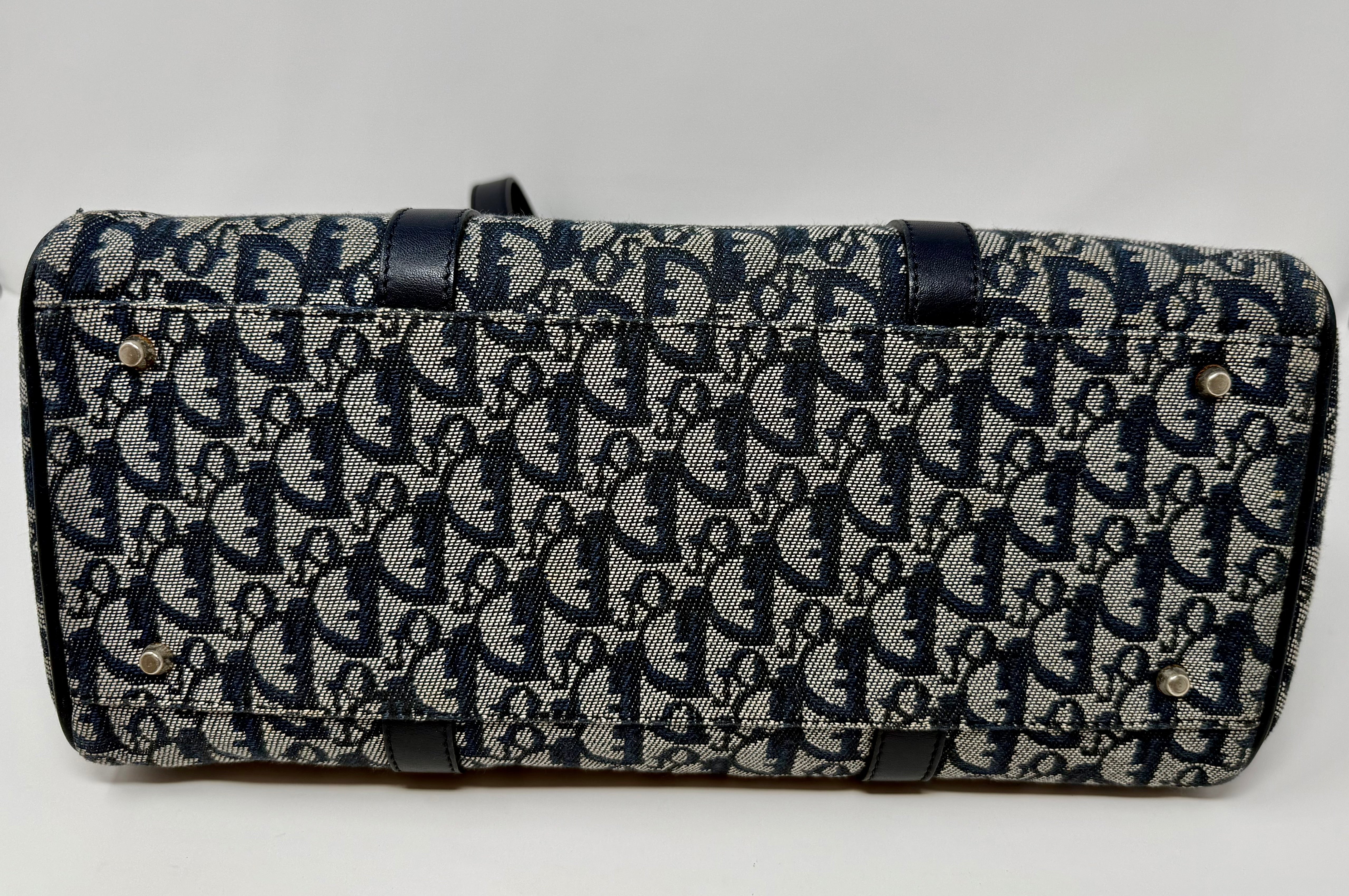 Christian Dior Diorissimo Charms Shoulder Boston Bag| Blue Trotter Canvas| Vintage 2004