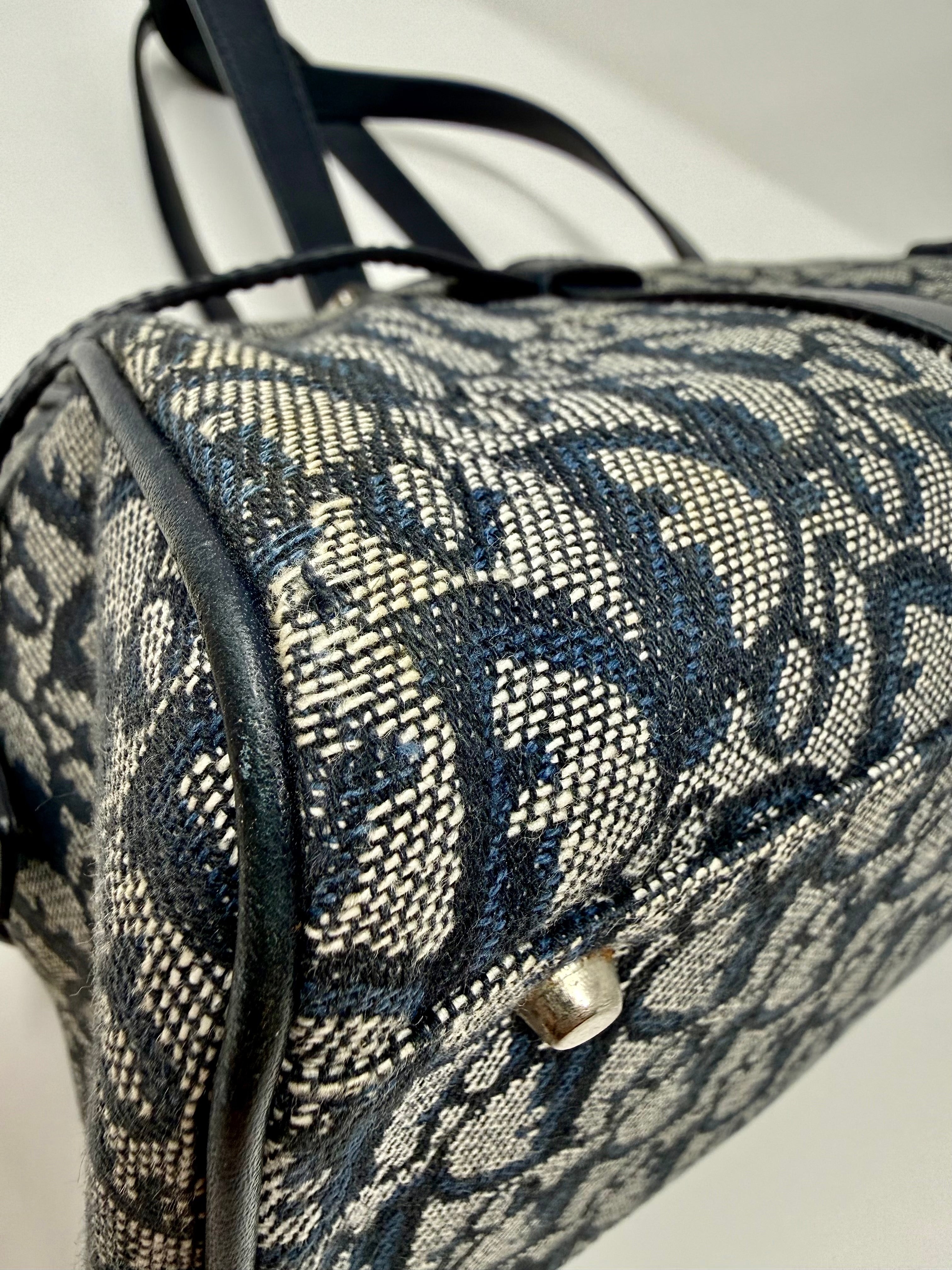 Christian Dior Diorissimo Charms Shoulder Boston Bag| Blue Trotter Canvas| Vintage 2004