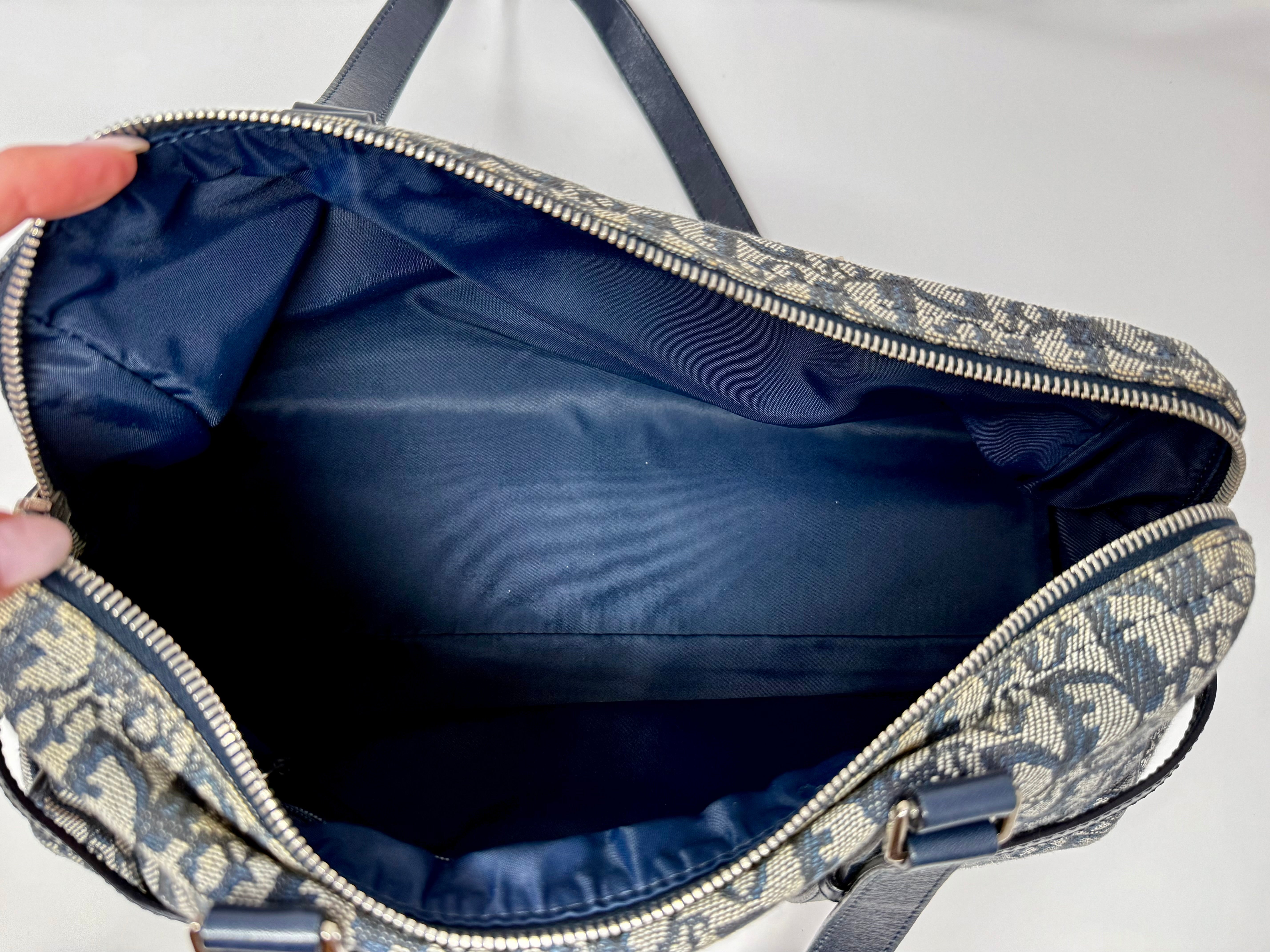 Christian Dior Diorissimo Charms Shoulder Boston Bag| Blue Trotter Canvas| Vintage 2004