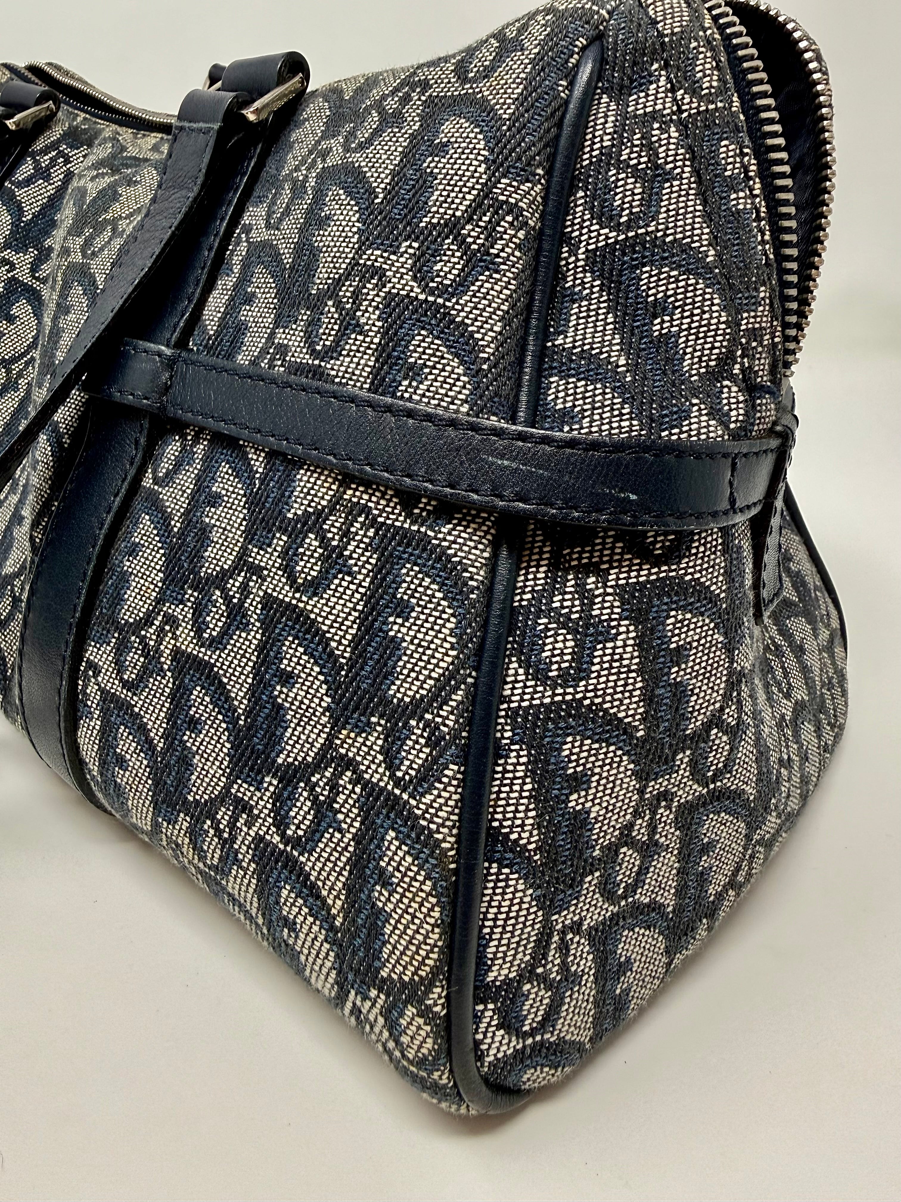 Christian Dior Diorissimo Charms Shoulder Boston Bag| Blue Trotter Canvas| Vintage 2004