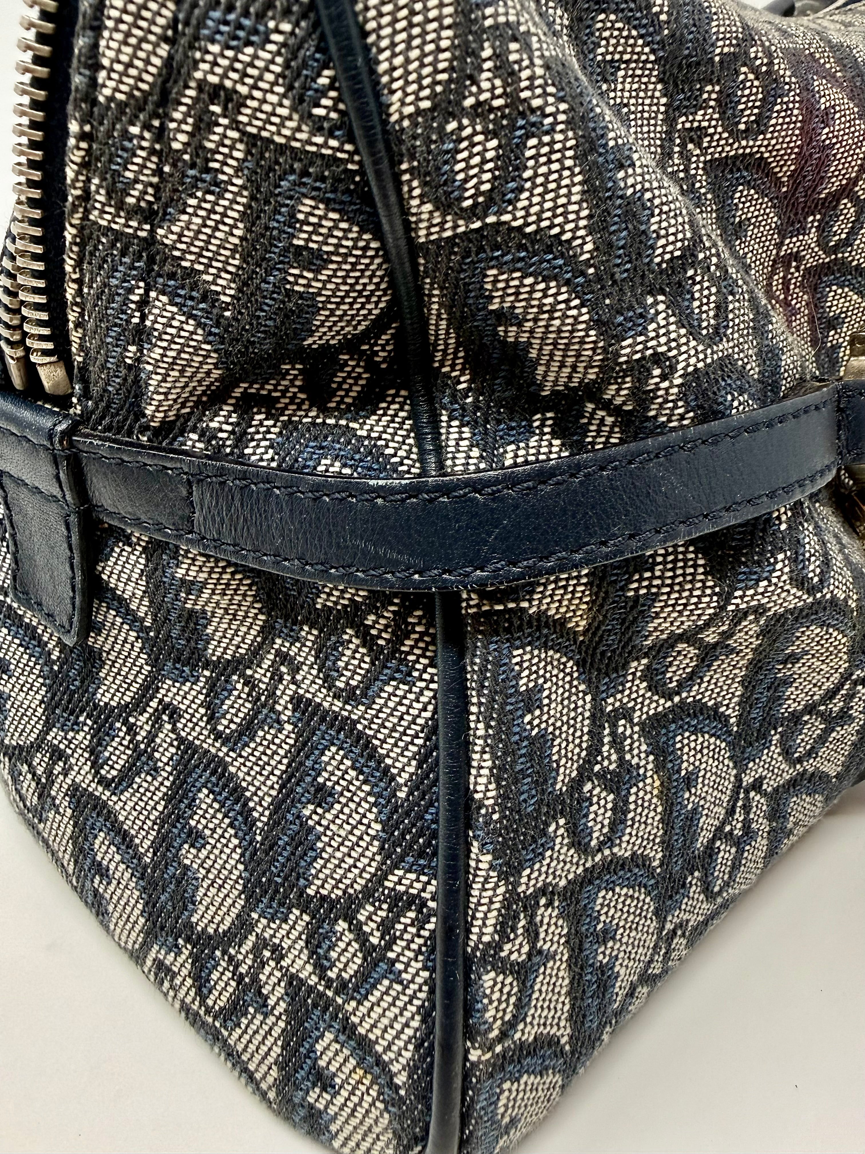 Christian Dior Diorissimo Charms Shoulder Boston Bag| Blue Trotter Canvas| Vintage 2004
