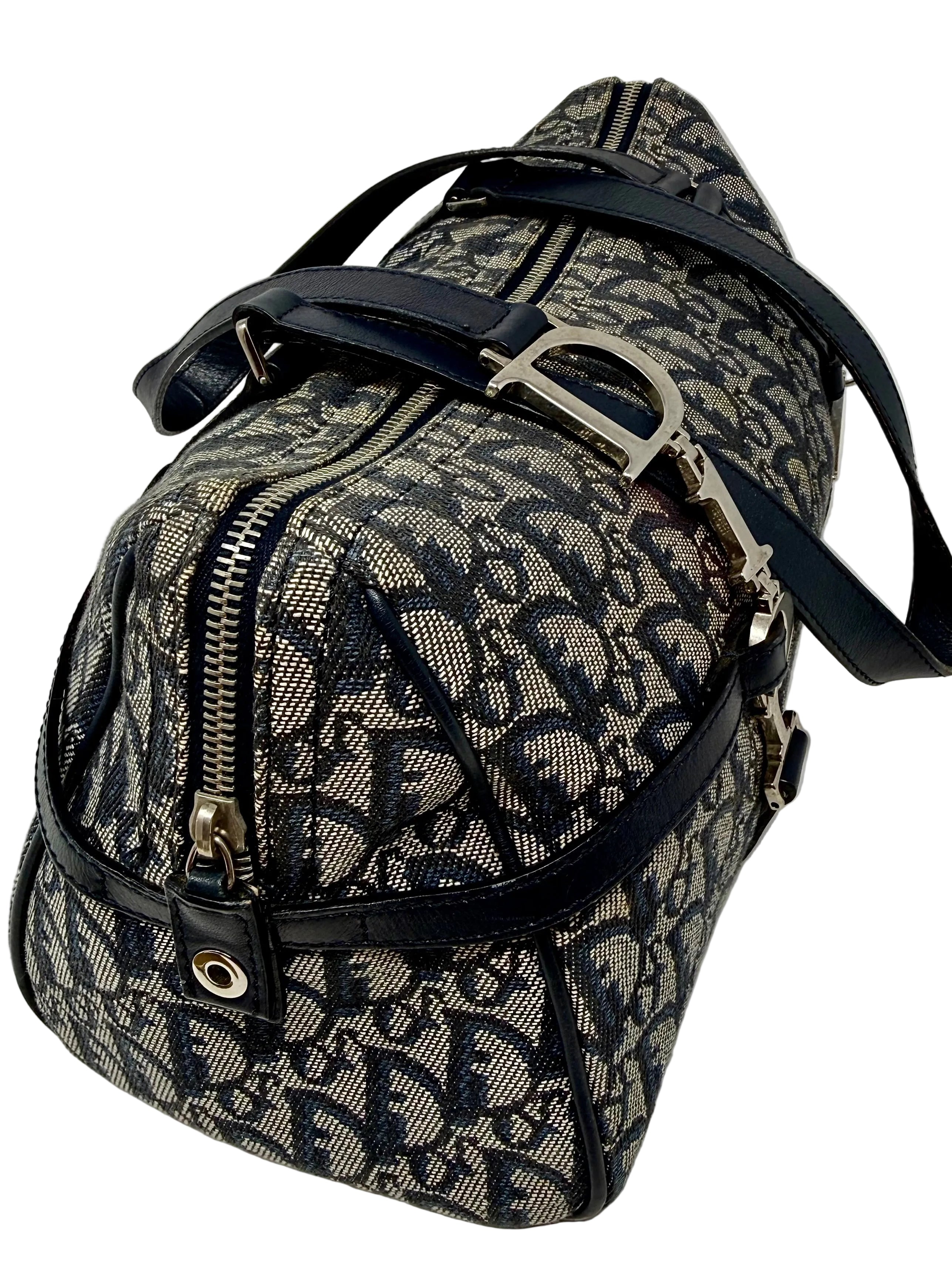 Christian Dior Diorissimo Charms Shoulder Boston Bag| Blue Trotter Canvas| Vintage 2004