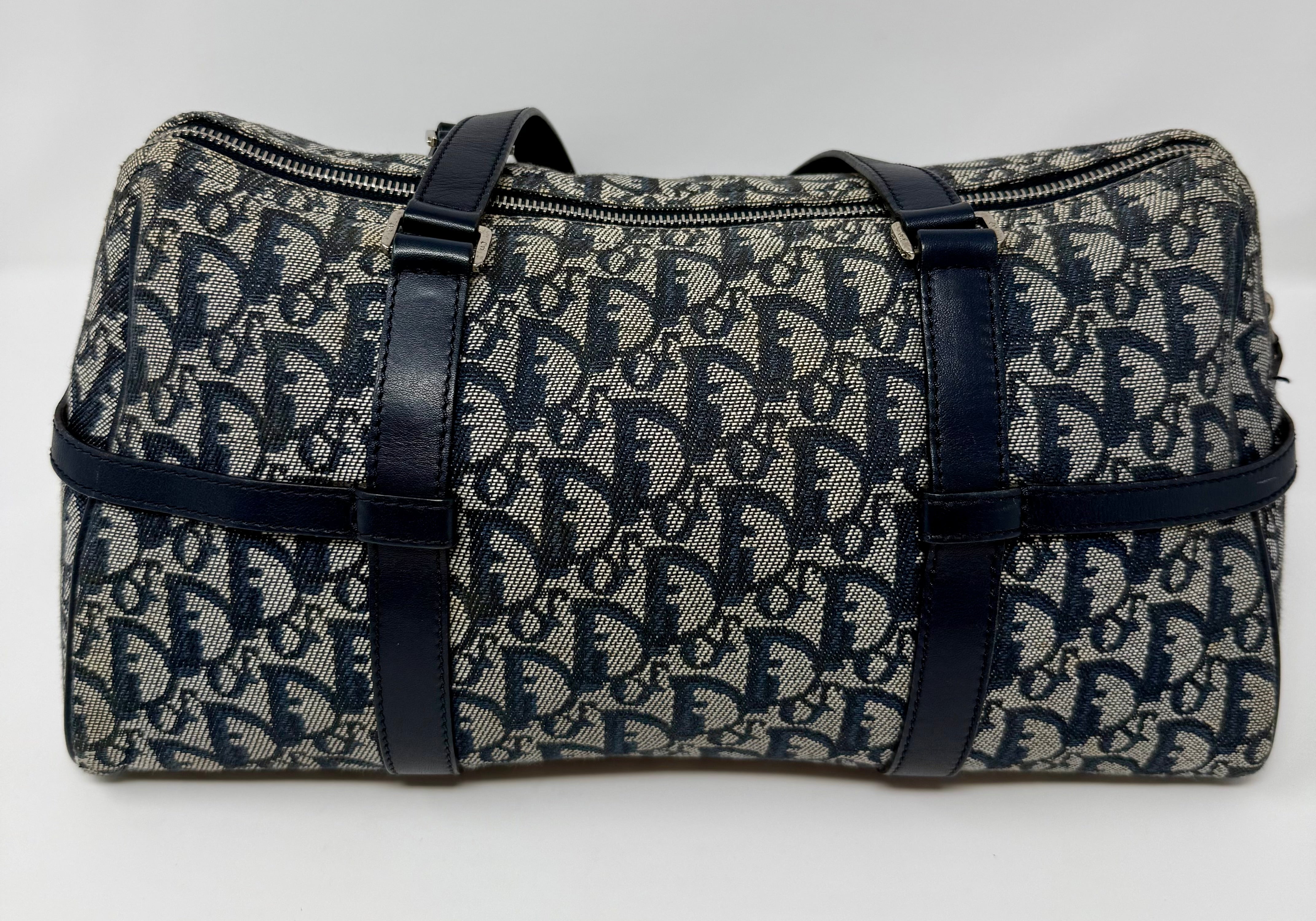 Christian Dior Diorissimo Charms Shoulder Boston Bag| Blue Trotter Canvas| Vintage 2004