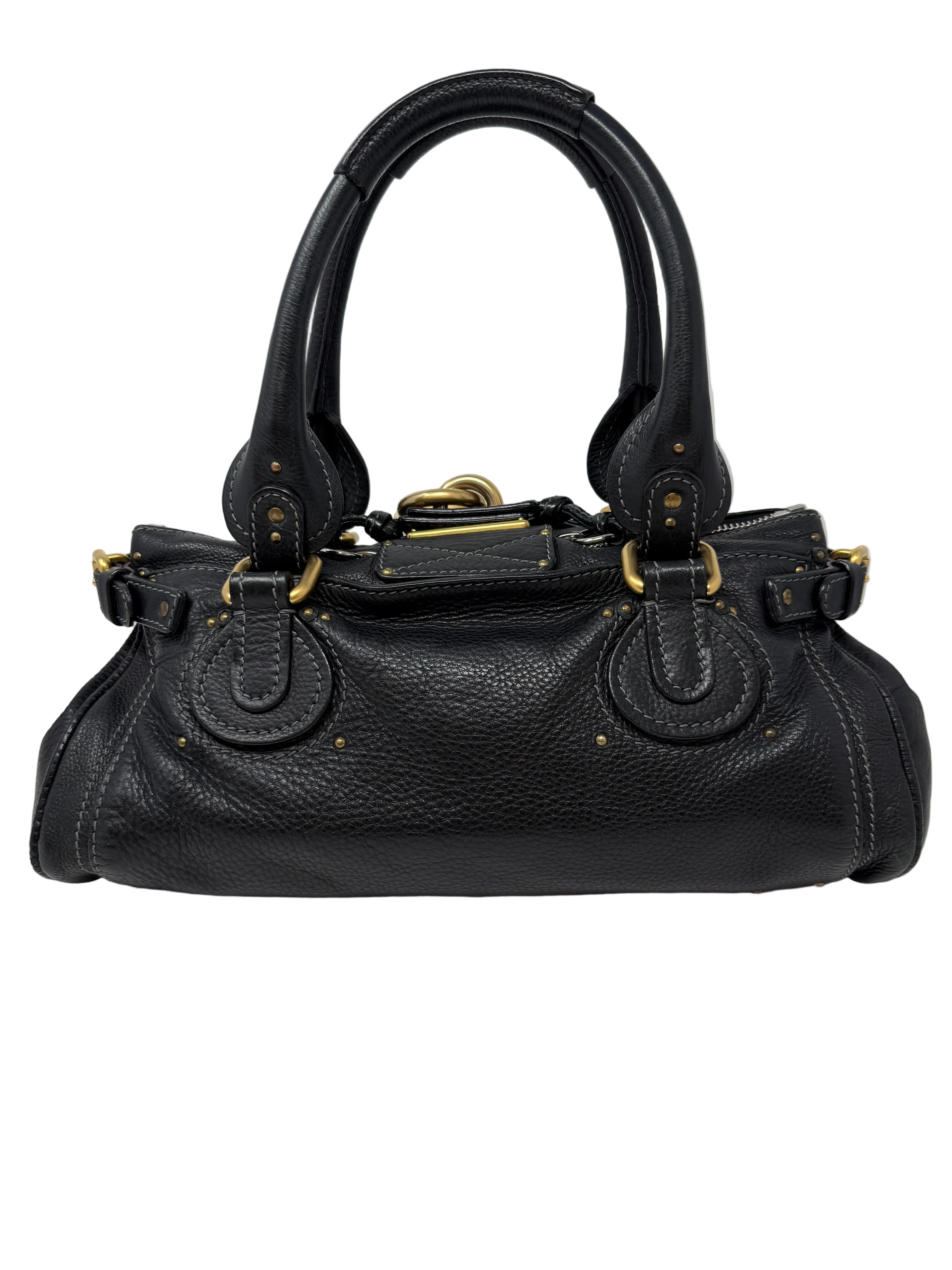 Chloé Paddington Medium Satchel – Black Grained Leather, Vintage (2000s)