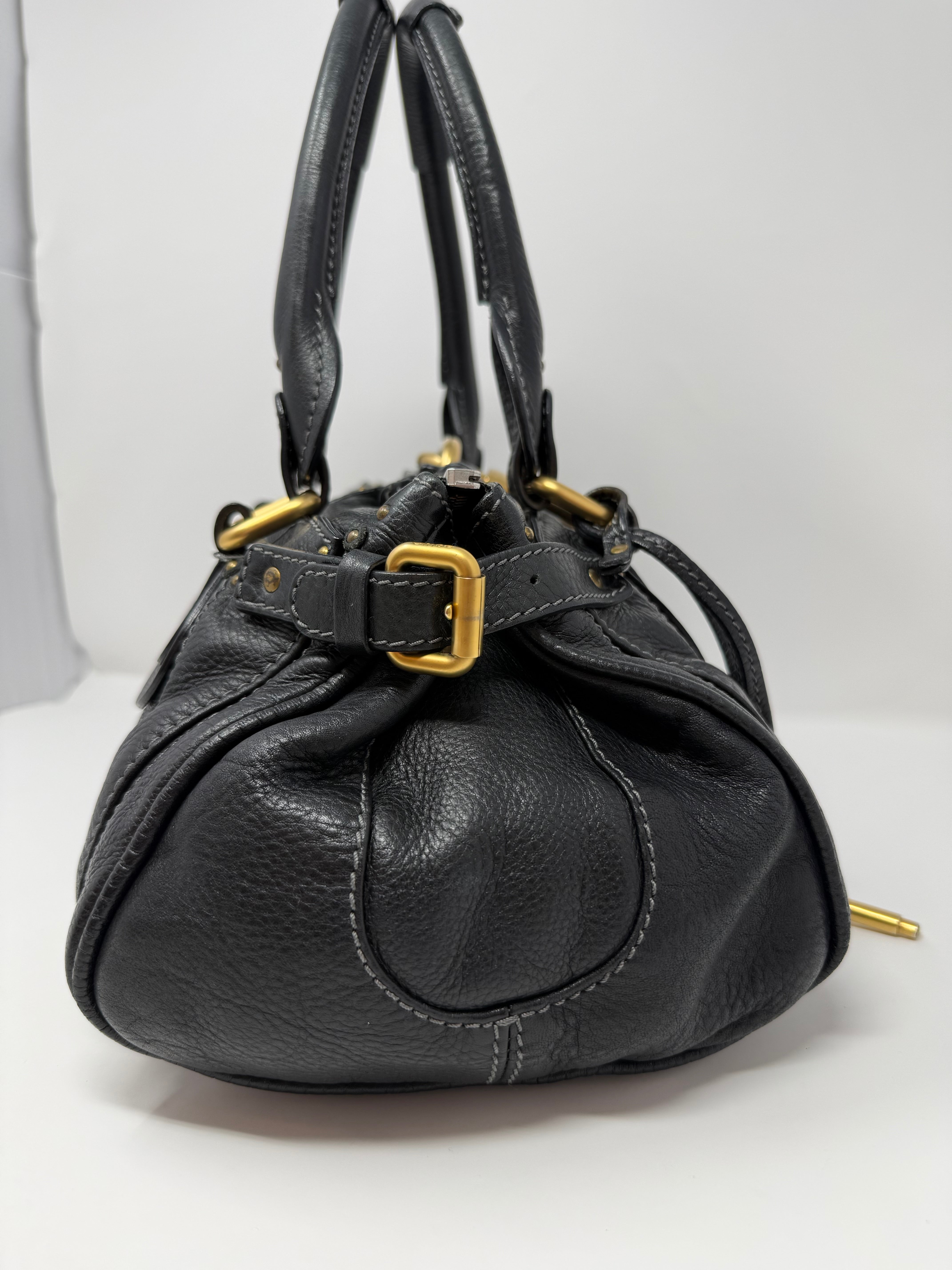 Chloé Paddington Medium Satchel – Black Grained Leather, Vintage (2000s)
