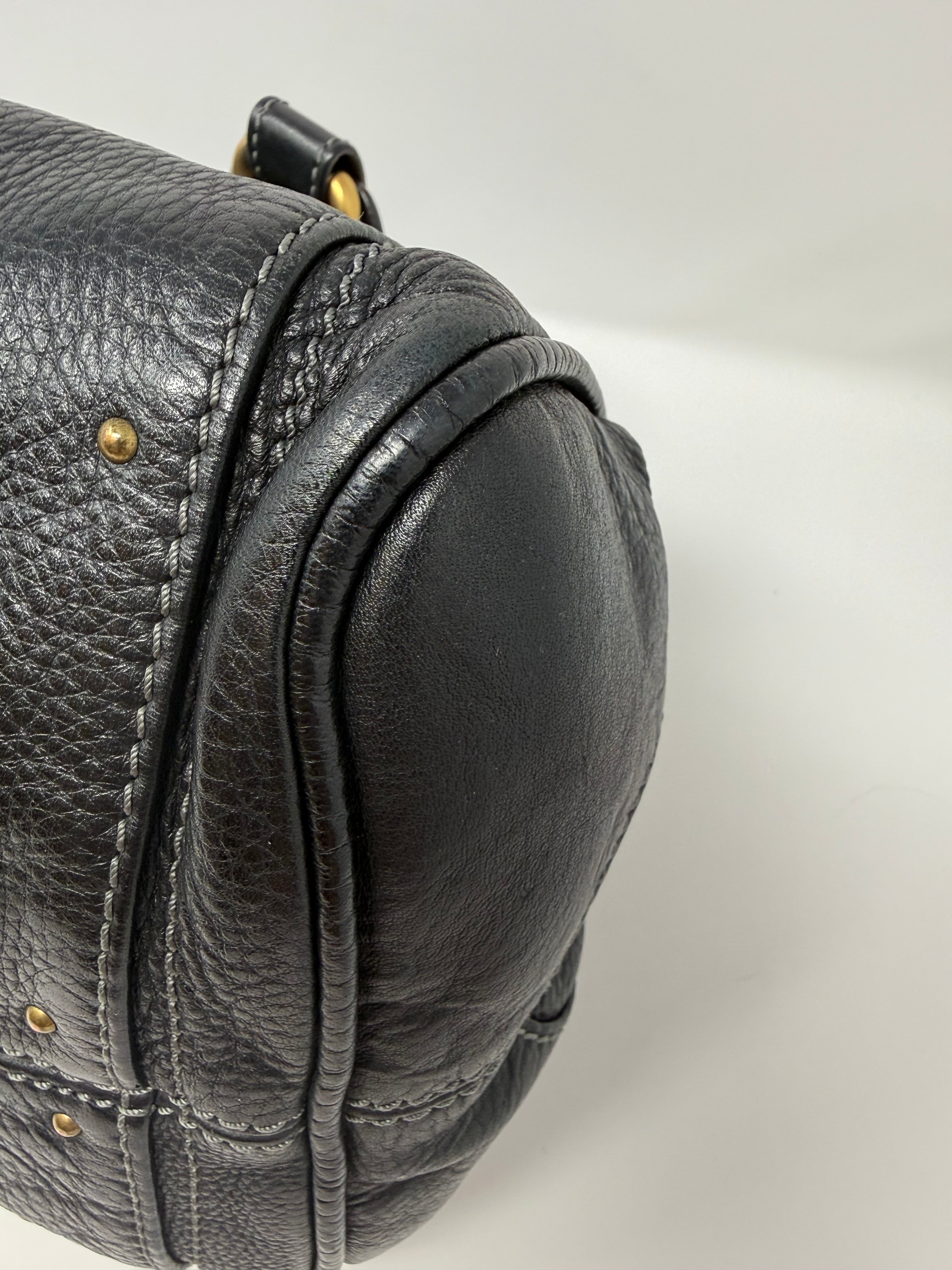 Chloé Paddington Medium Satchel – Black Grained Leather, Vintage (2000s)