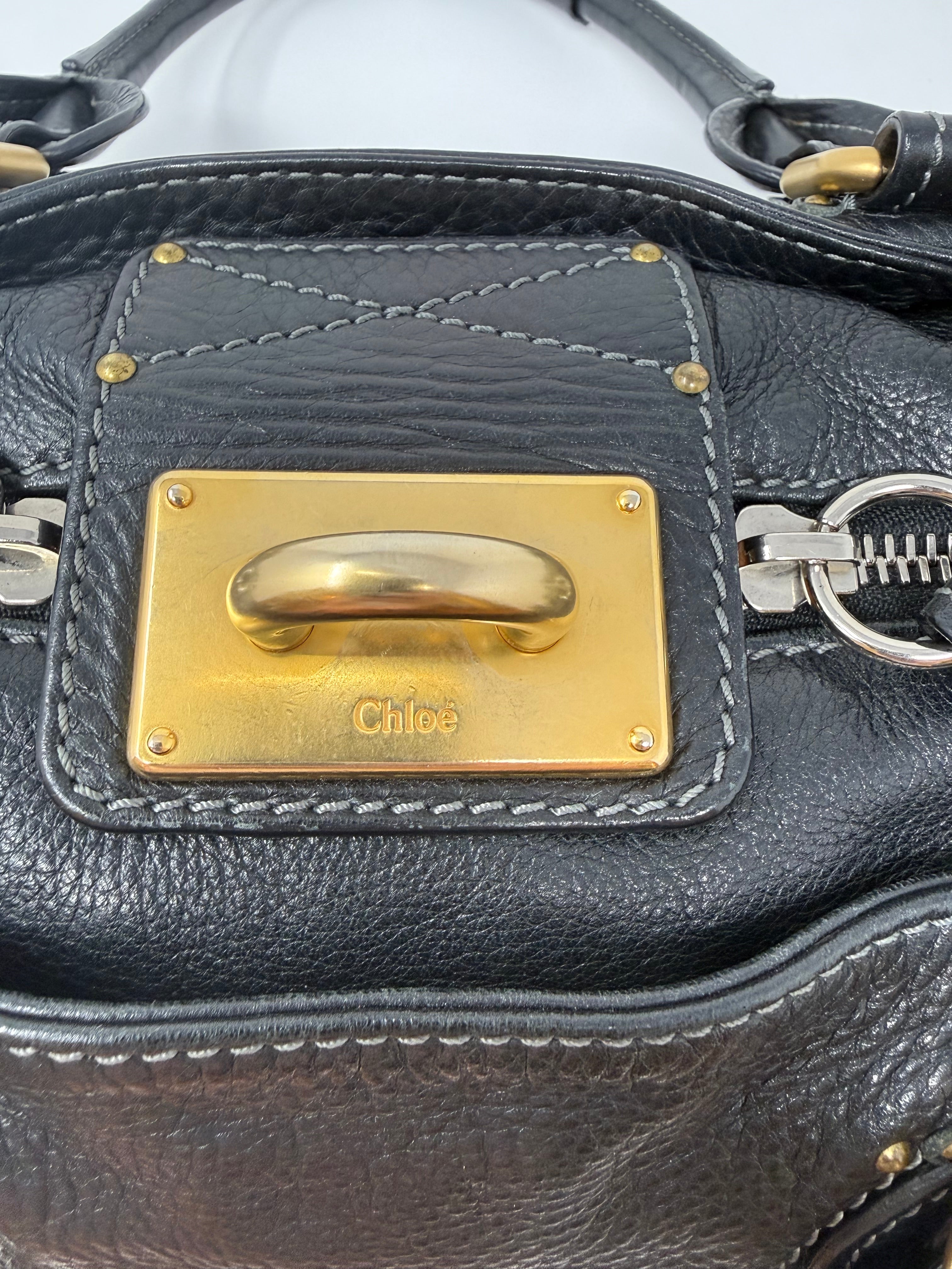 Chloé Paddington Medium Satchel – Black Grained Leather, Vintage (2000s)