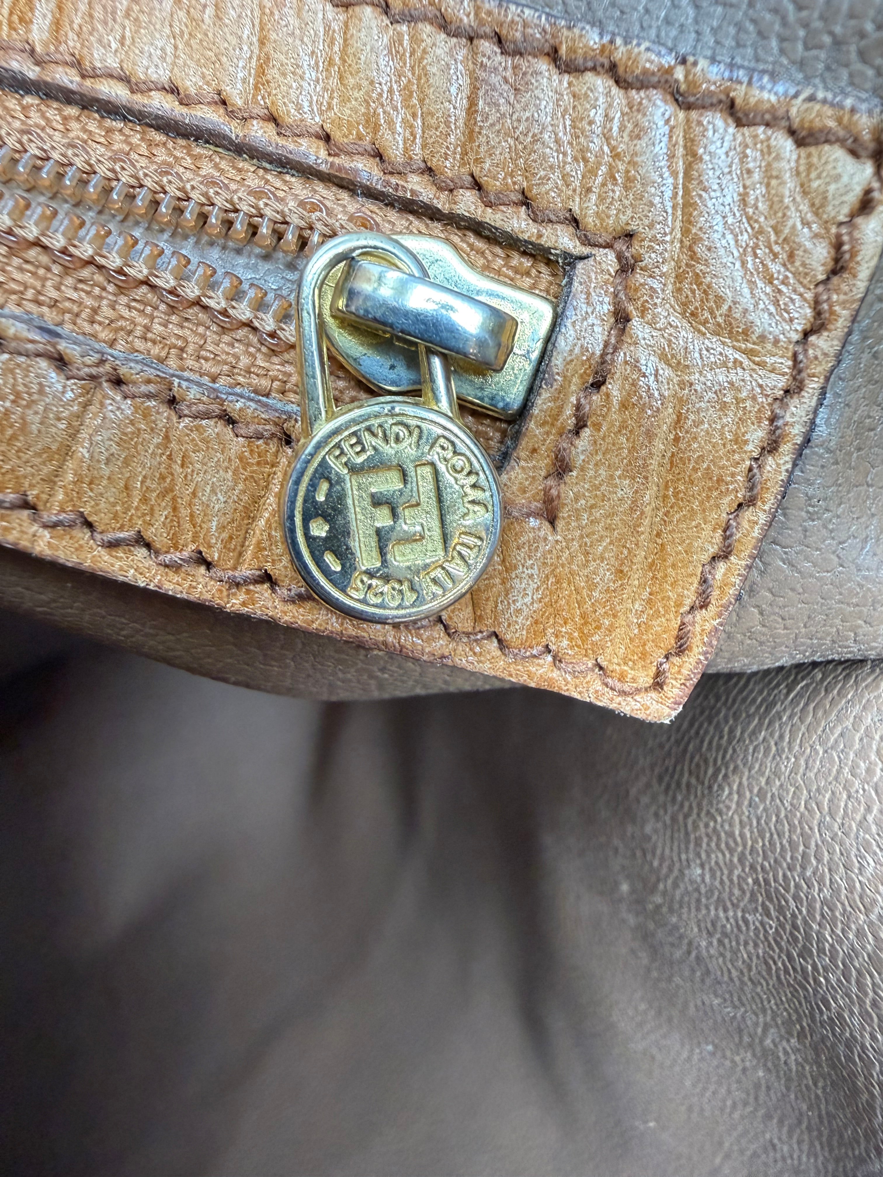 Fendi Rare Croc-Embossed Leather Bucket Bag – Cognac Brown, Vintage