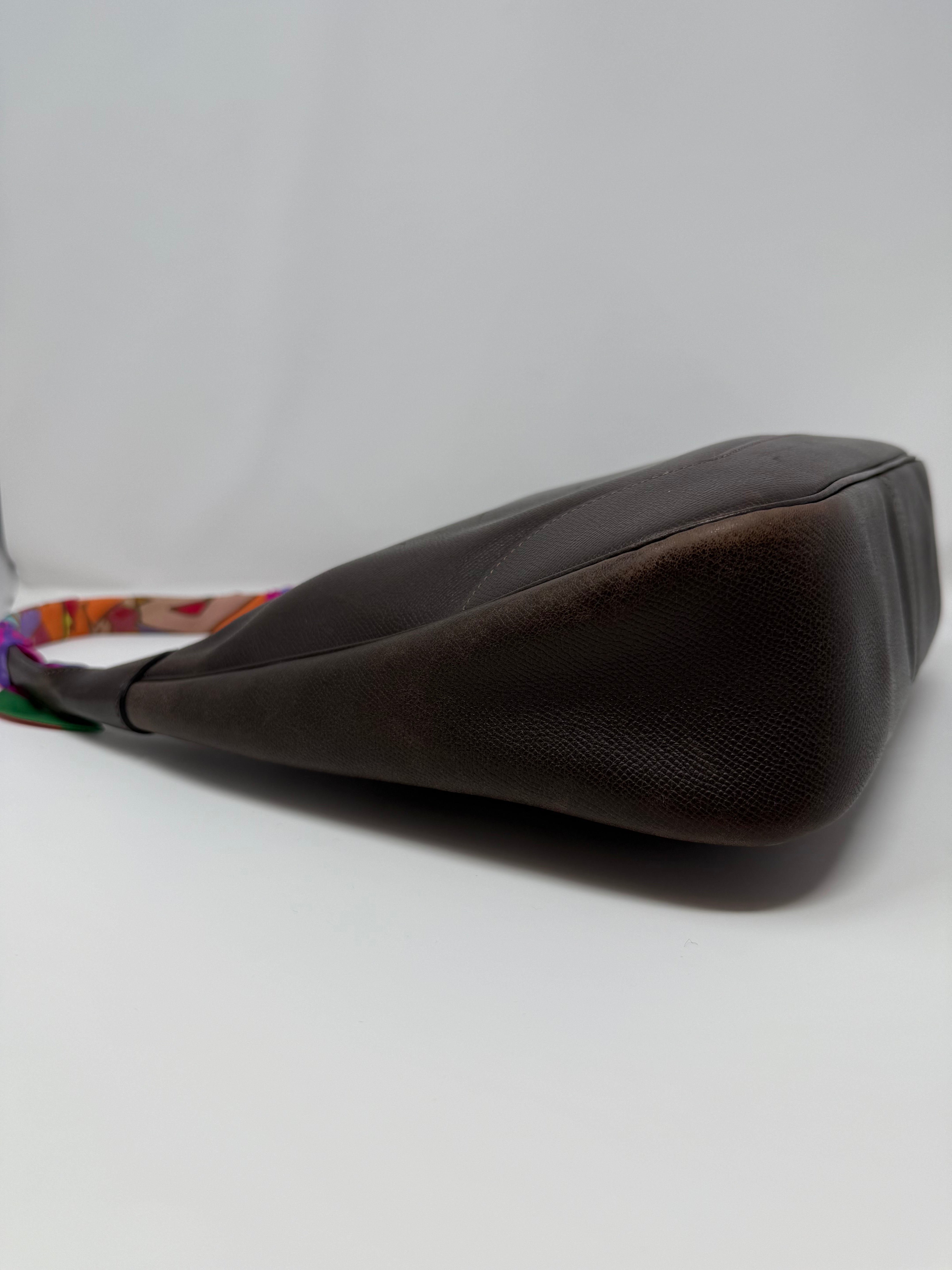 Hermès Trim 31 Shoulder Bag, Brown Leather w/ Hermes Twilly