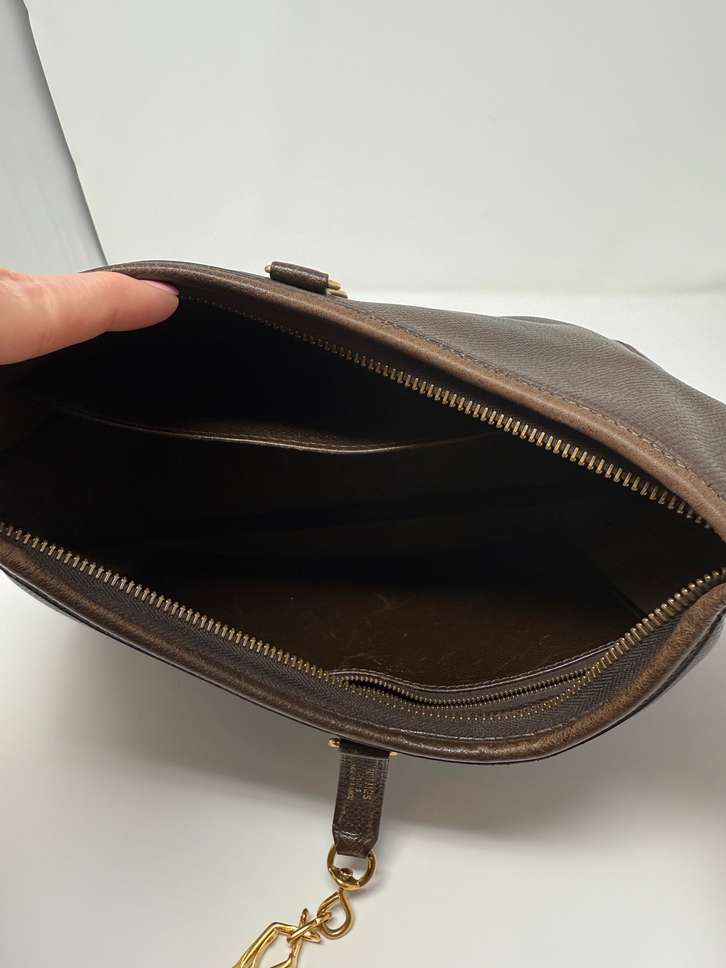 Hermès Trim 31 Shoulder Bag, Brown Leather w/ Hermes Twilly