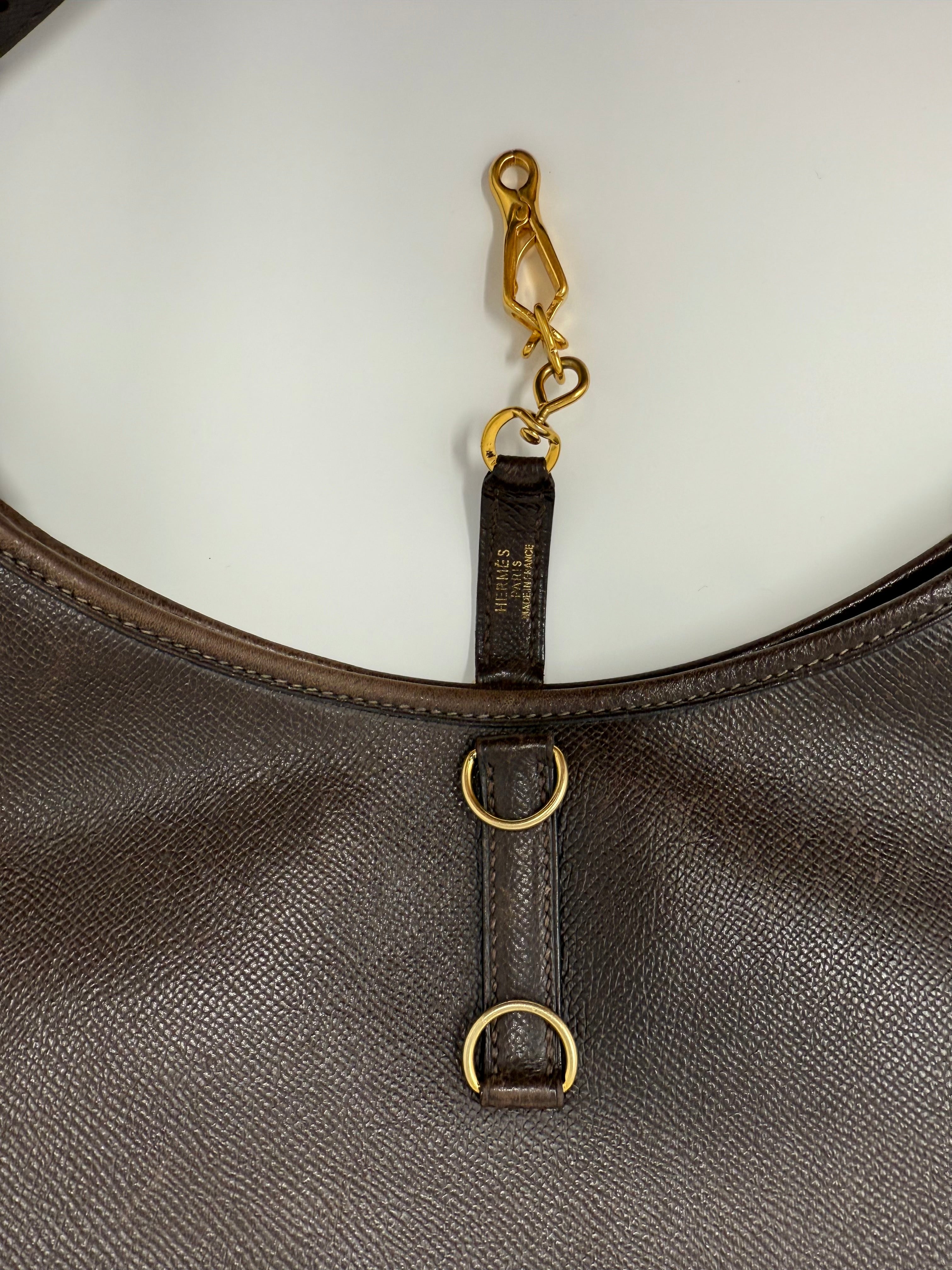 Hermès Trim 31 Shoulder Bag, Brown Leather w/ Hermes Twilly