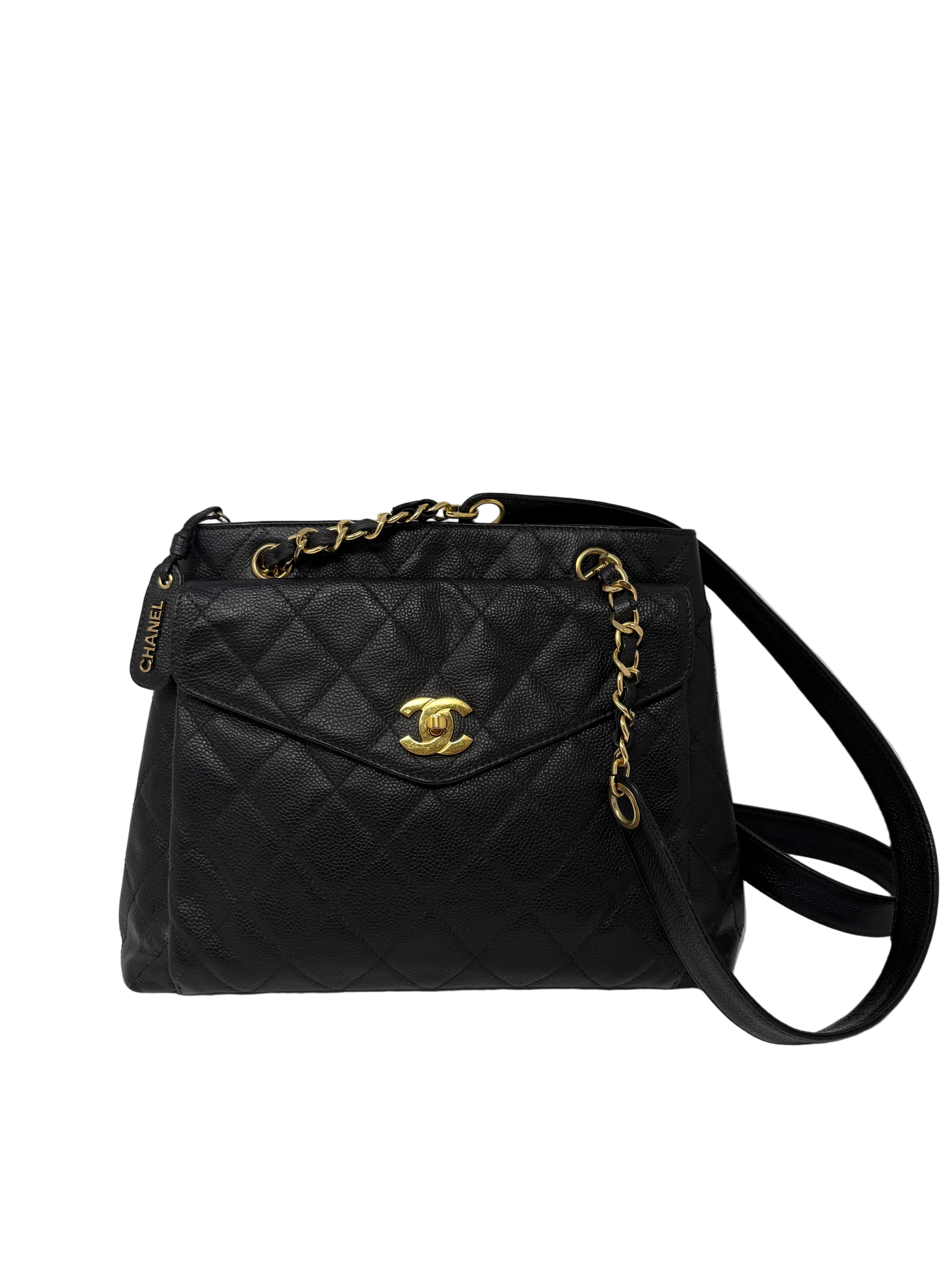 Chanel Timeless Tote/ Shoulder Bag – Quilted Caviar, Black with Gold Hardware