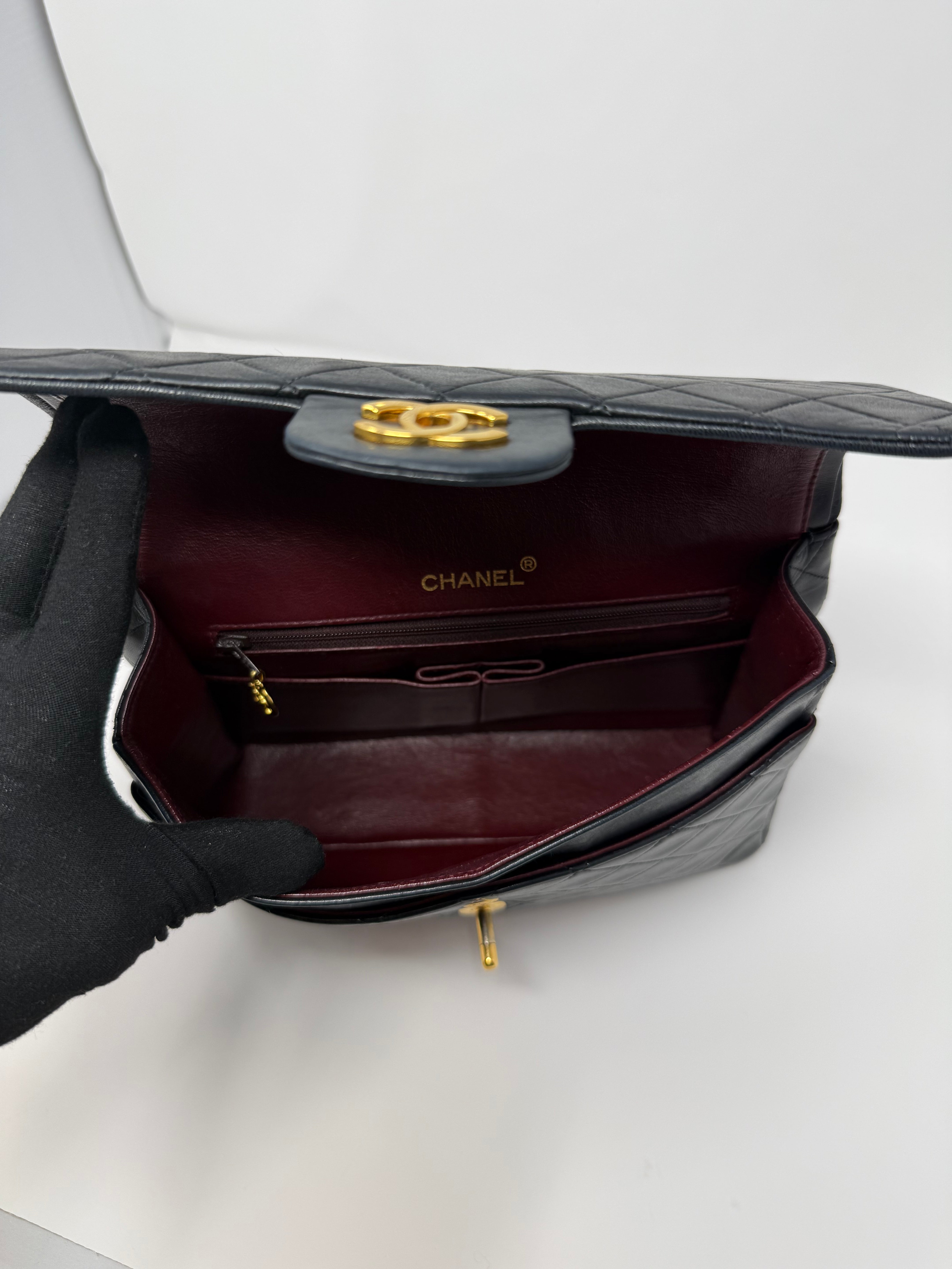 Chanel Vintage Classic Double Flap – “Medium Tall” | Black Lambskin, 24K Gold Hardware (Series 2, c. 1991–1994)