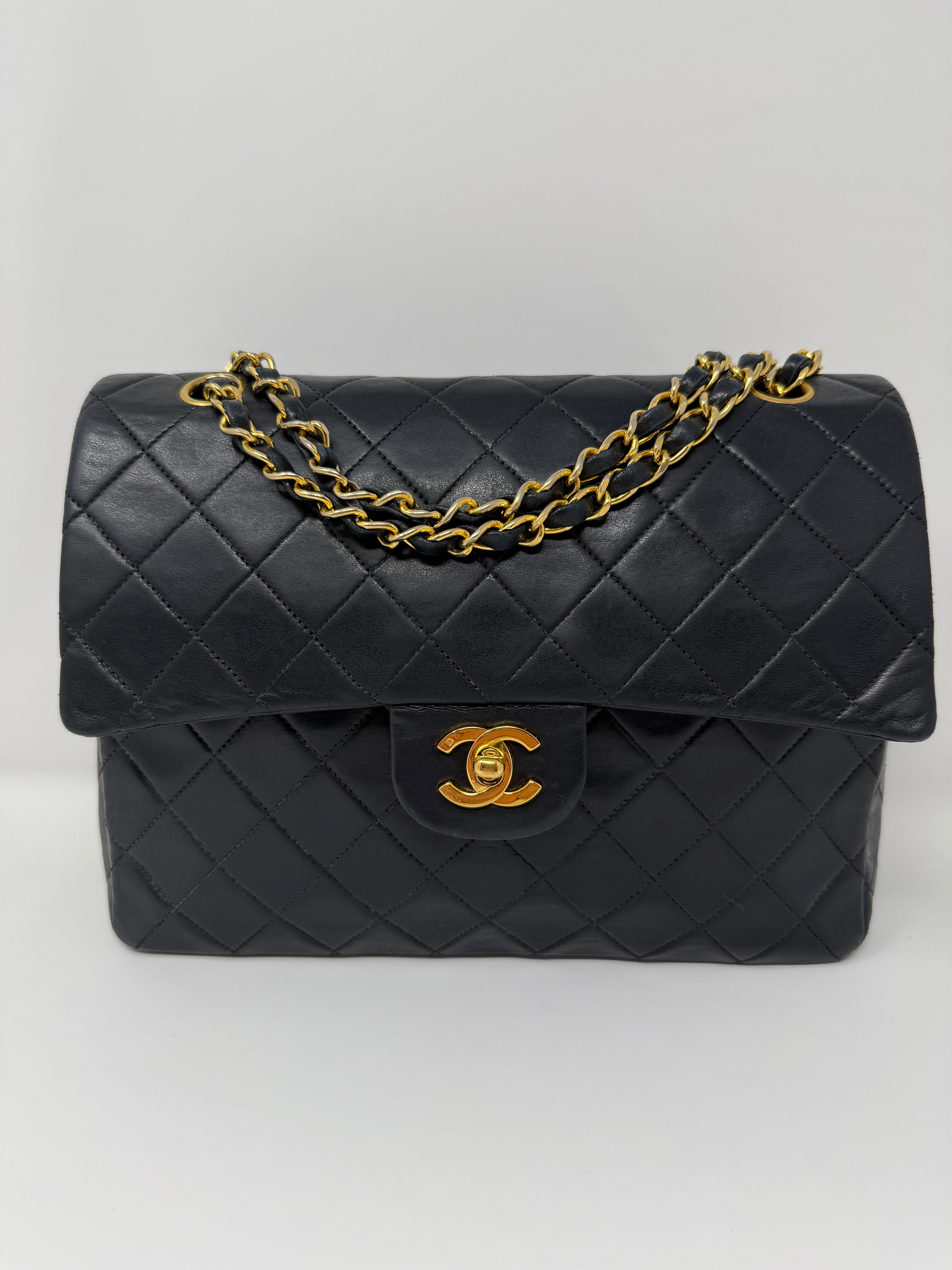 Chanel Vintage Classic Double Flap – “Medium Tall” | Black Lambskin, 24K Gold Hardware (Series 2, c. 1991–1994)