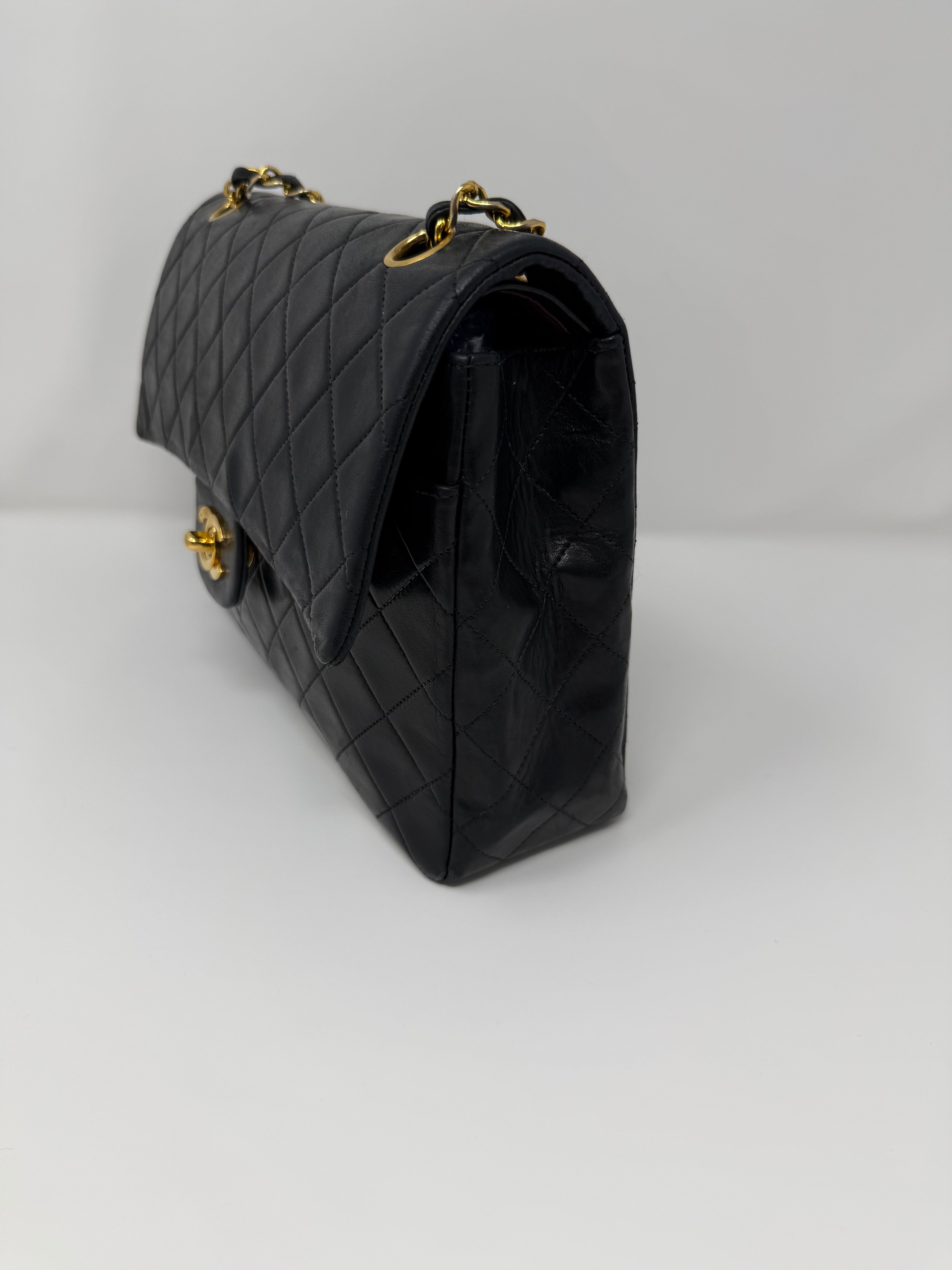 Chanel Vintage Classic Double Flap – “Medium Tall” | Black Lambskin, 24K Gold Hardware (Series 2, c. 1991–1994)