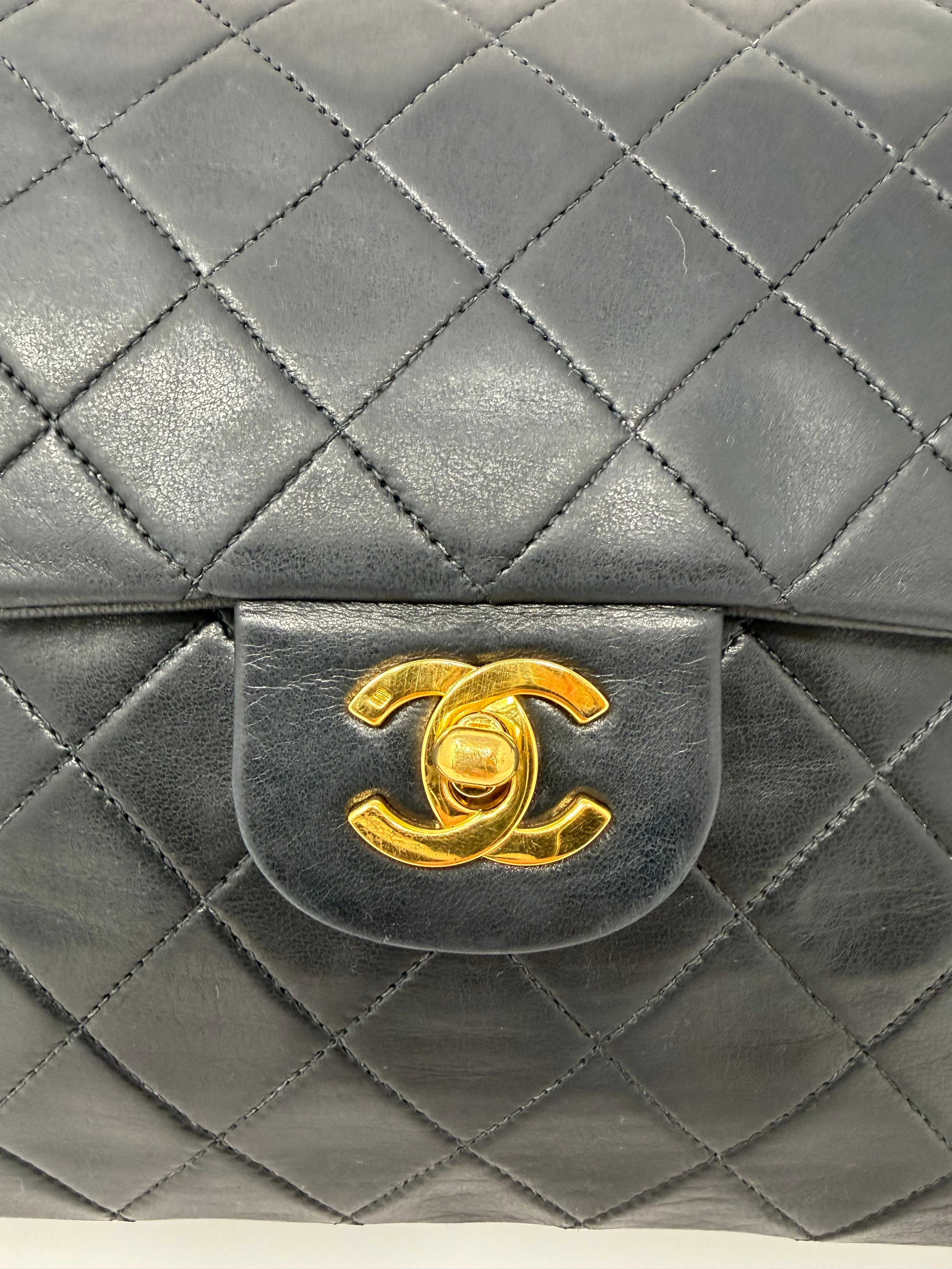 Chanel Vintage Classic Double Flap – “Medium Tall” | Black Lambskin, 24K Gold Hardware (Series 2, c. 1991–1994)