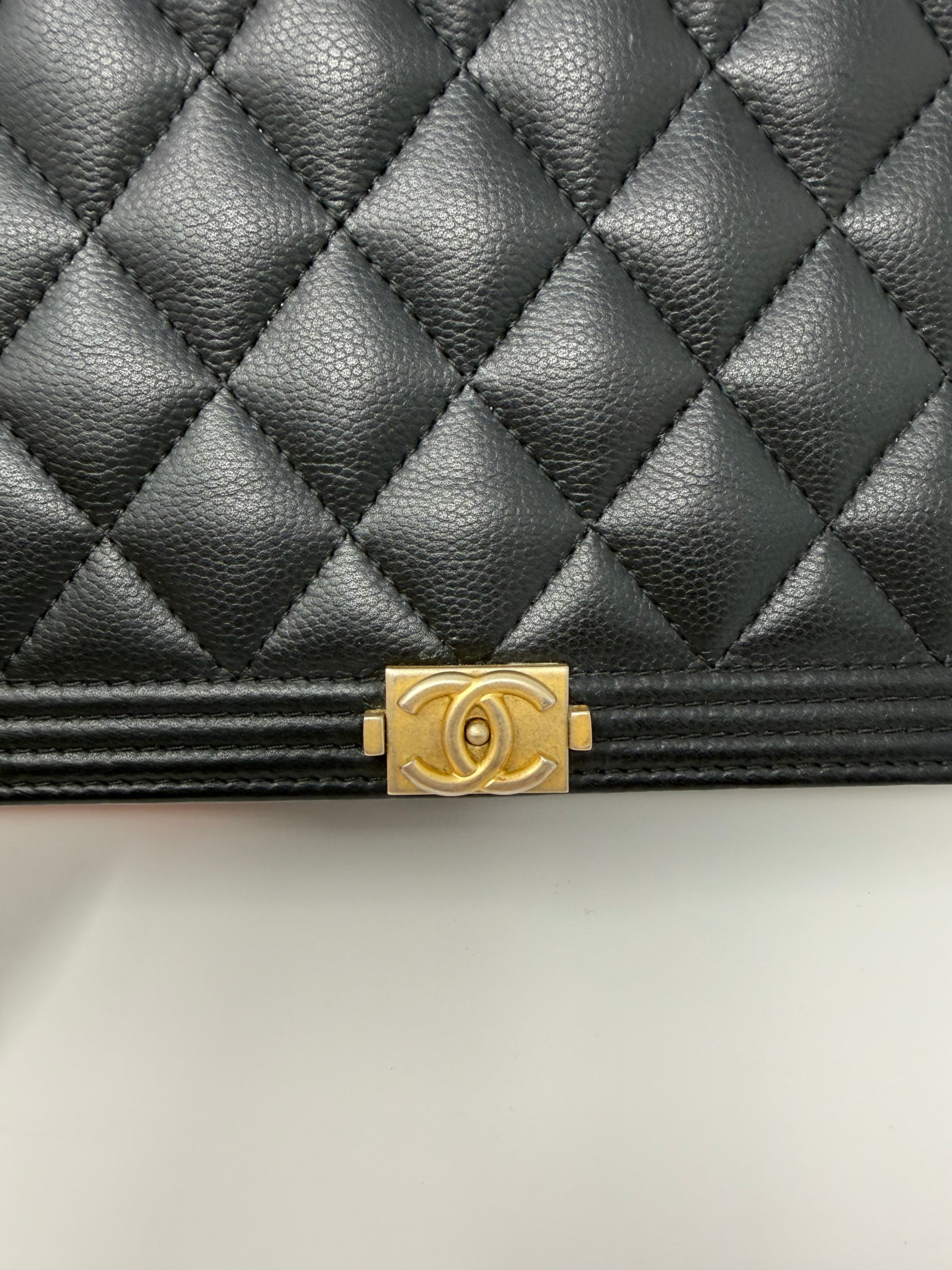 Chanel Boy Wallet on Chain – Black Caviar Leather, Gold Hardware (2017)