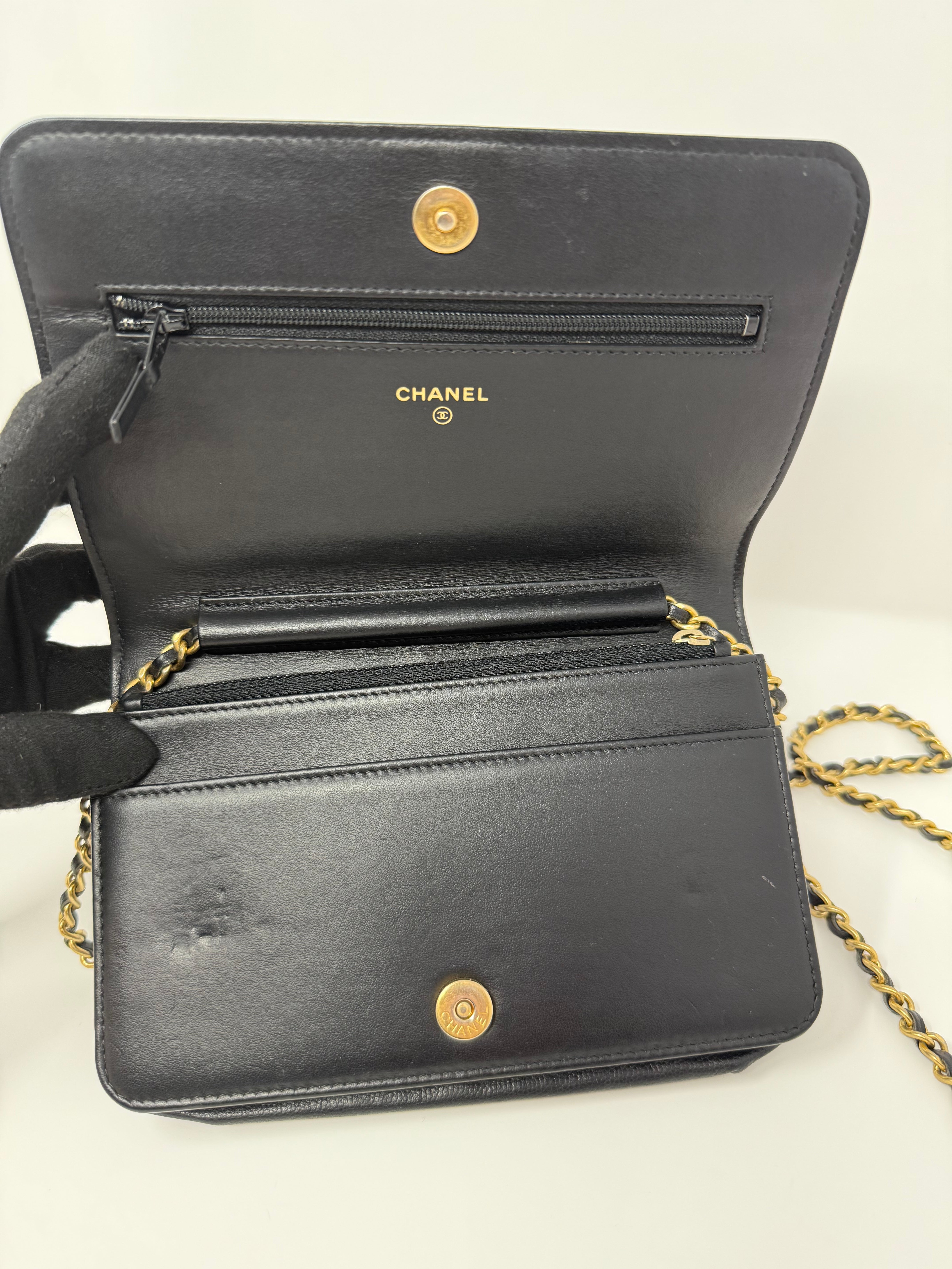 Chanel Boy Wallet on Chain – Black Caviar Leather, Gold Hardware (2017)