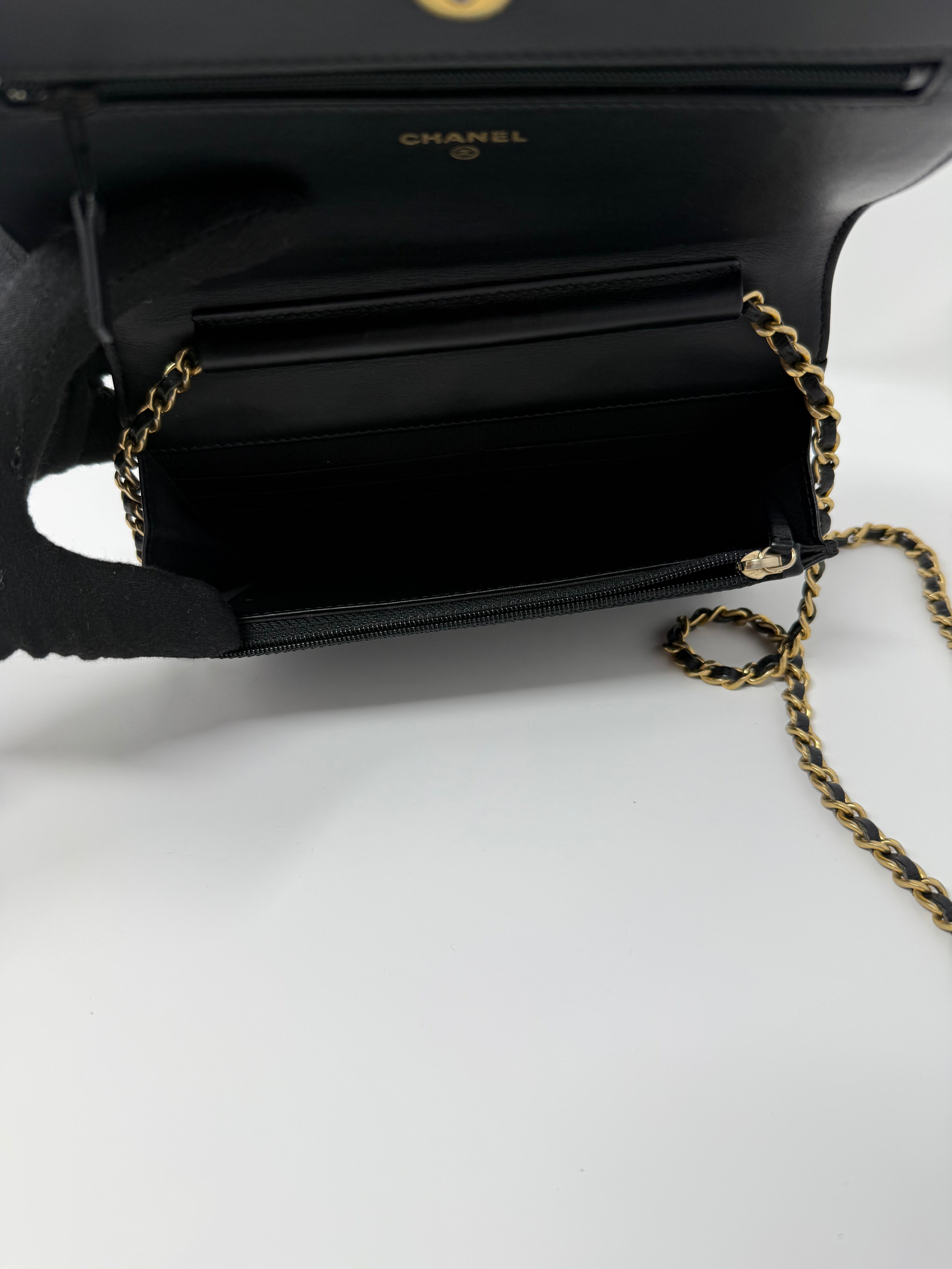 Chanel Boy Wallet on Chain – Black Caviar Leather, Gold Hardware (2017)